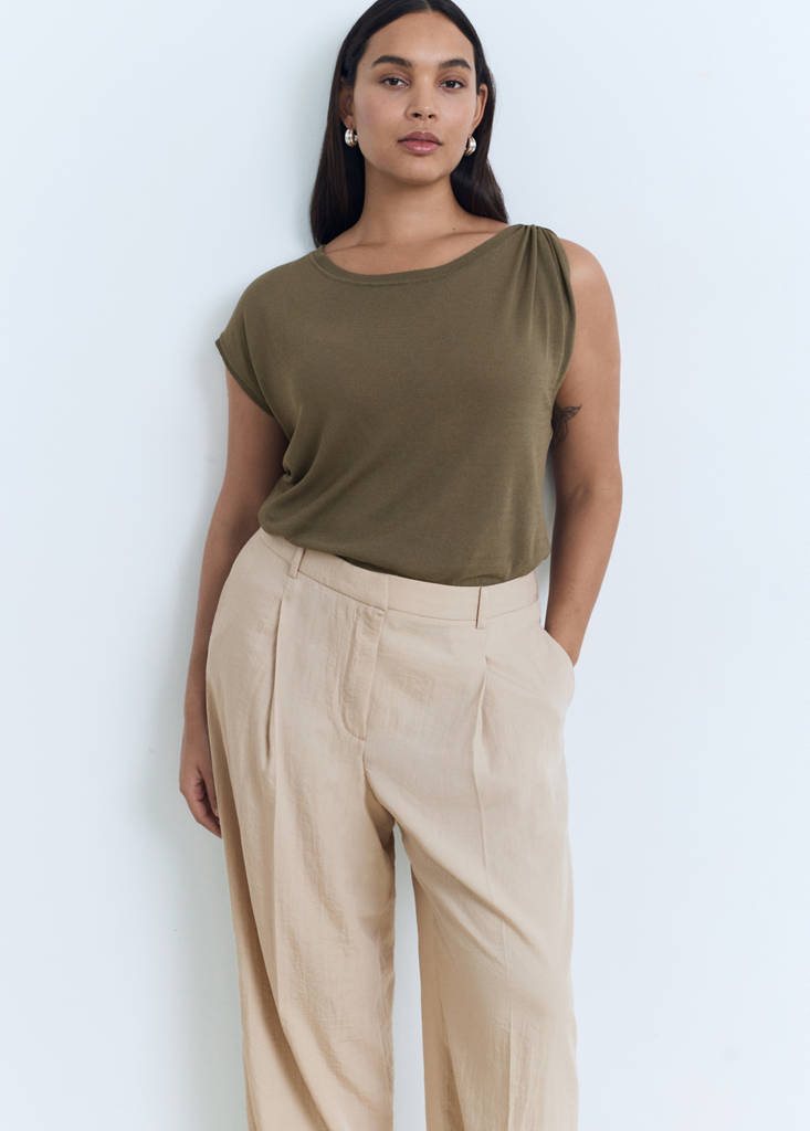 Wide leg pleated trousers — Light/Pastel Grey