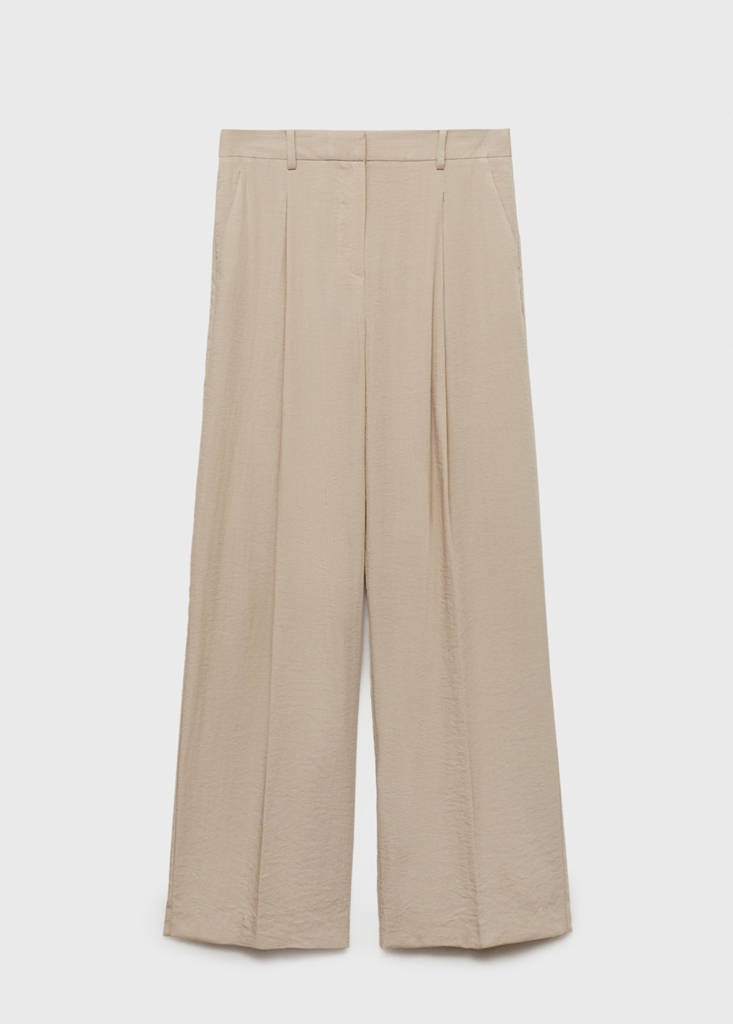 Wide leg pleated trousers — Light/Pastel Grey