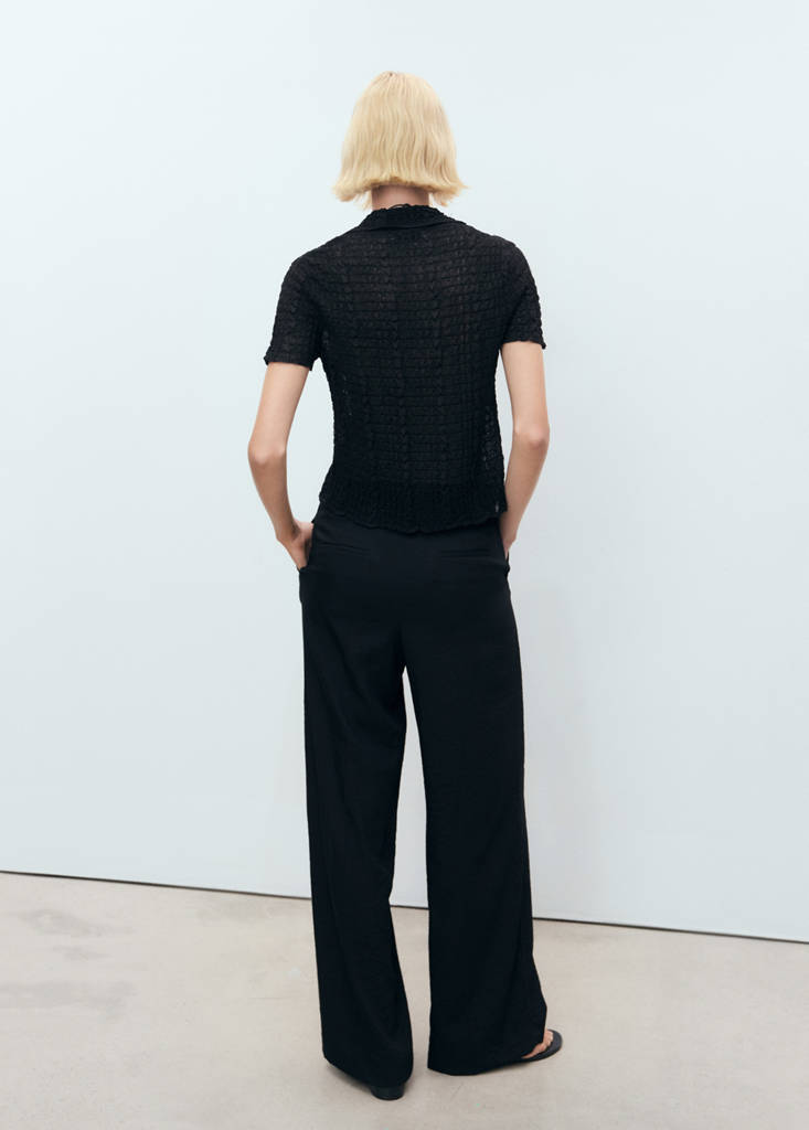 Wide leg pleated trousers — Black