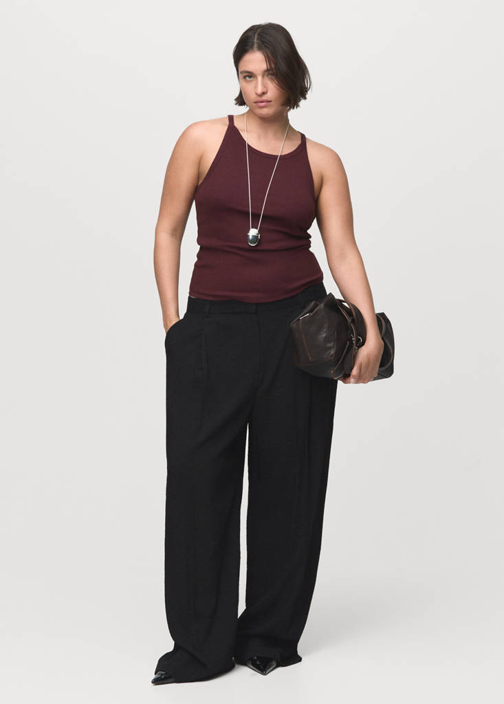 Wide leg pleated trousers — Black