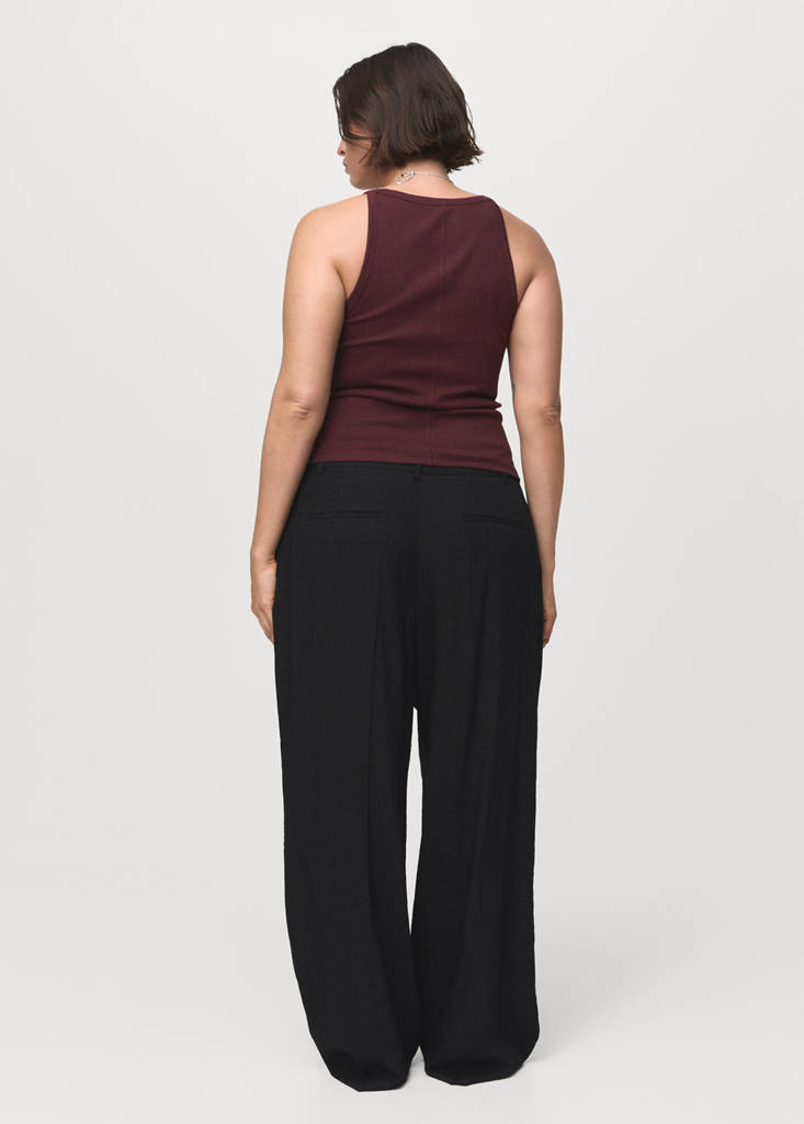 Wide leg pleated trousers — Black