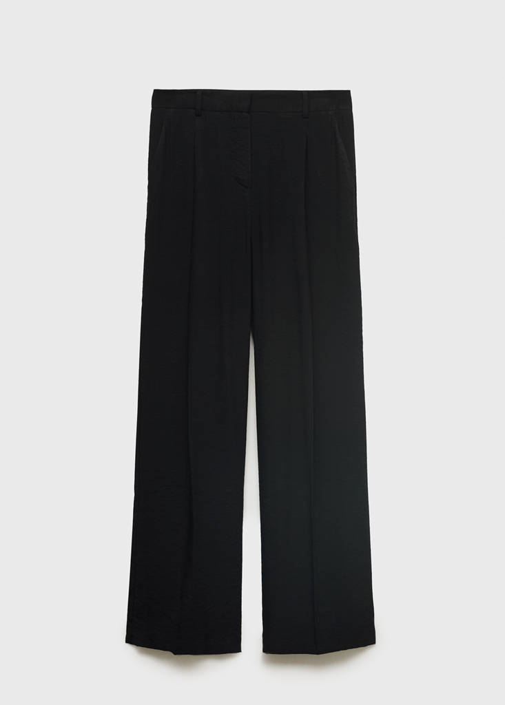 Wide leg pleated trousers — Black