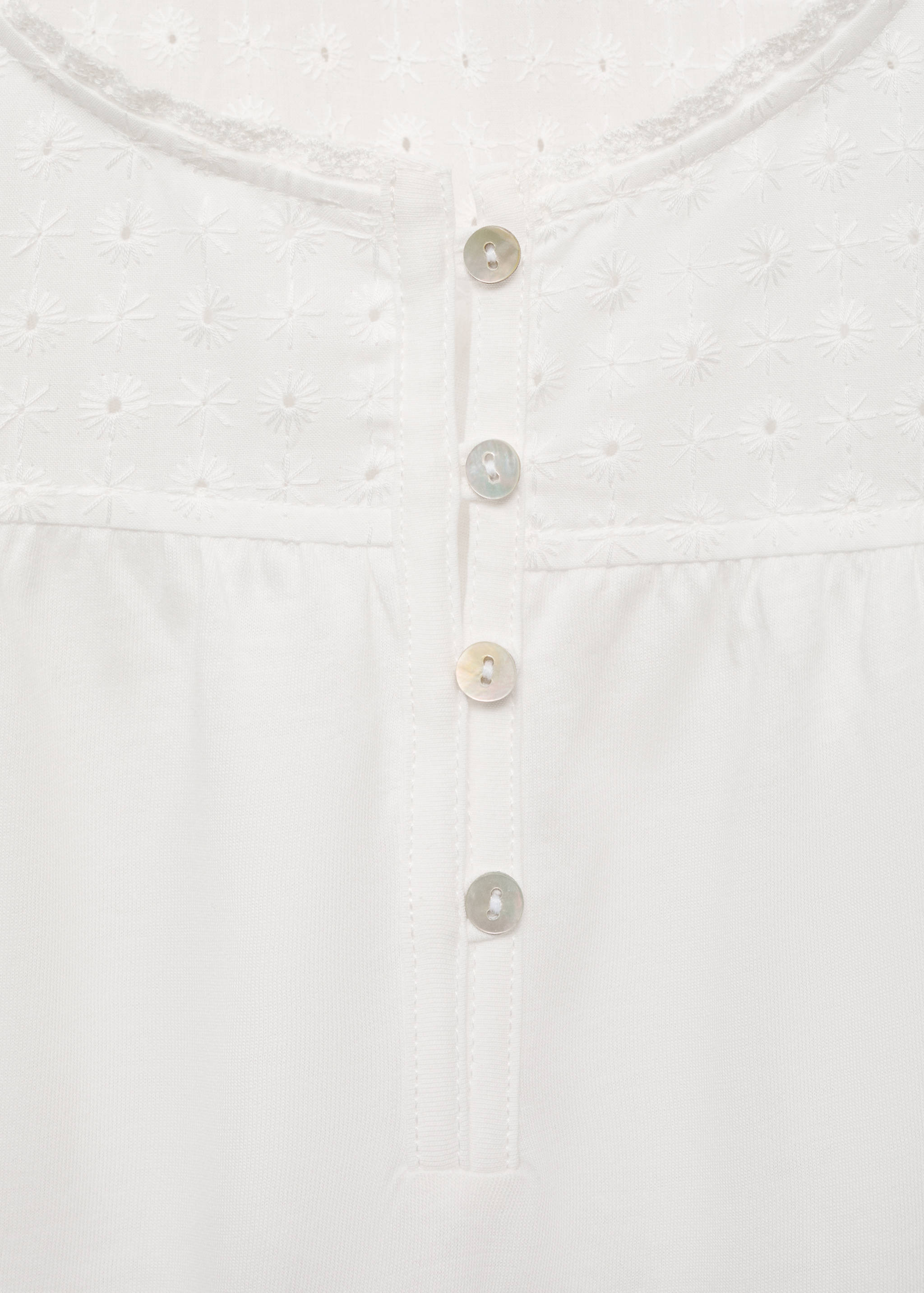 Cotton nightdress with embroidered detail - Details of the article 8
