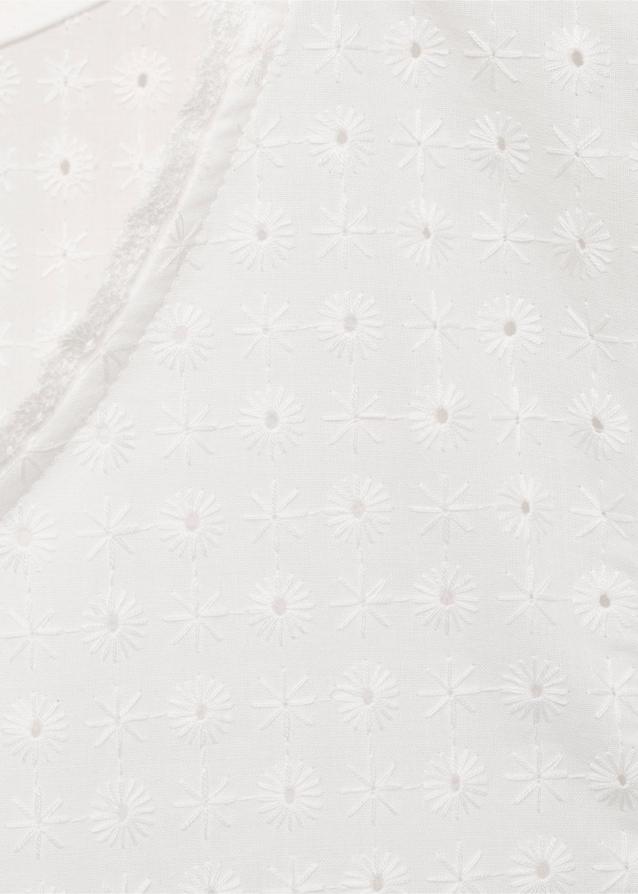 Cotton nightdress with embroidered detail - Details of the article 0, White. Ref: 17071523-00.
