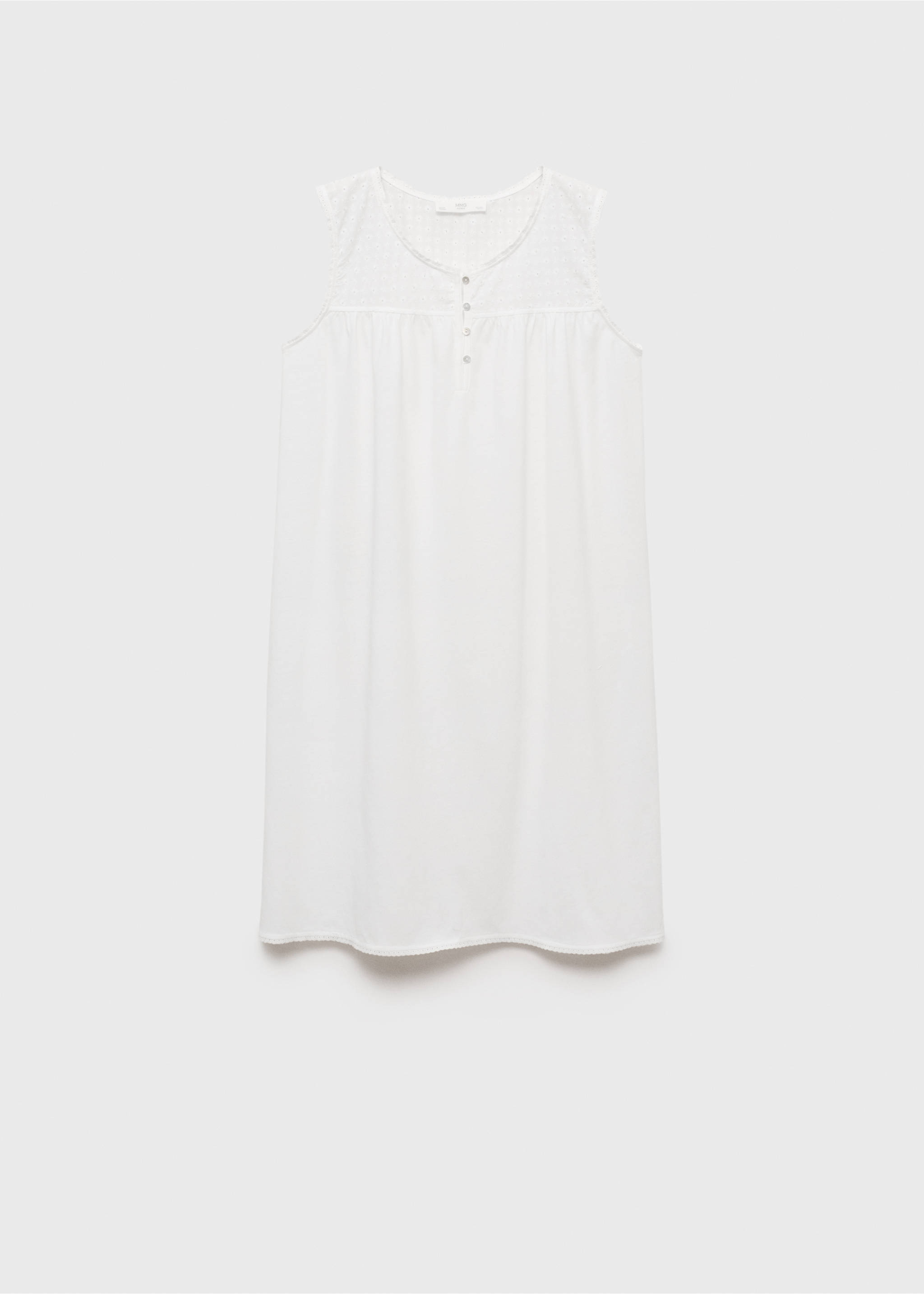 Cotton nightdress with embroidered detail - Article without model, White. Ref: 17071523-00.