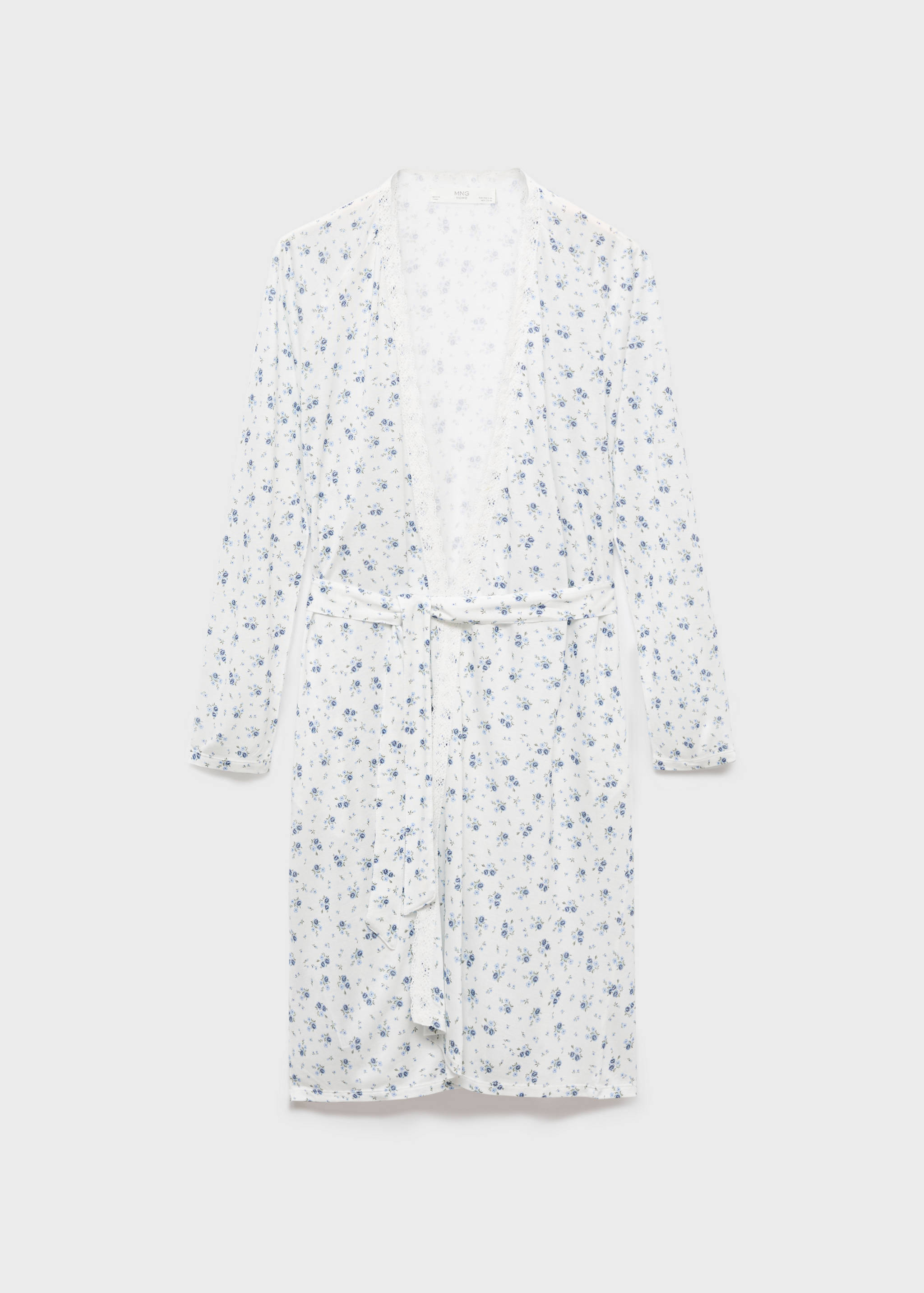 Floral-print dressing gown with lace trim - Article without model