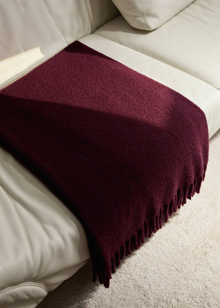 MANGO HOME - Couverture en laine effet bouclé rouge foncé - 130x170cm