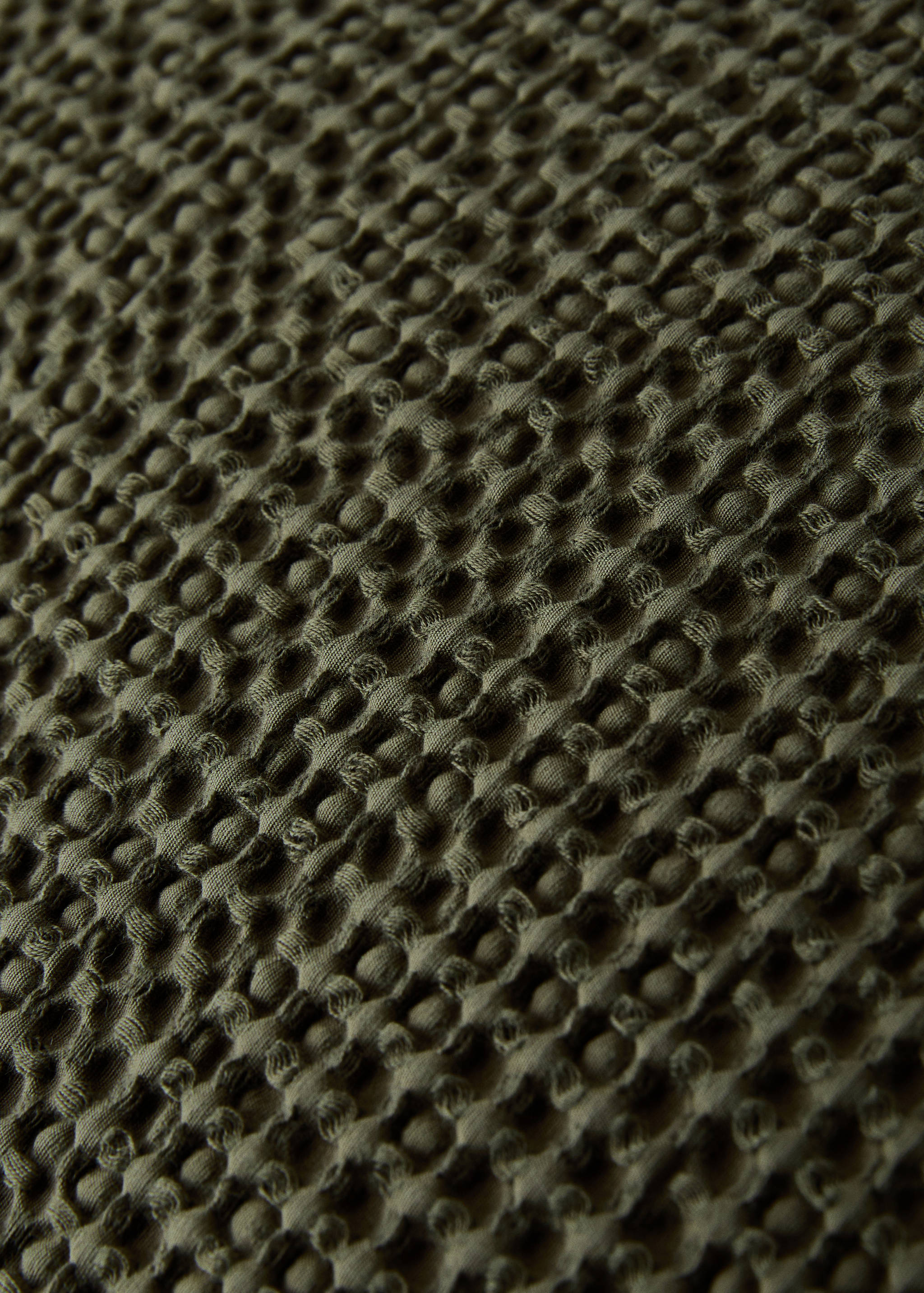 Capa de almofada decorativa de gaze de algodão garment-dyed com textura waffle 50x50 cm - Pormenor do artigo 3