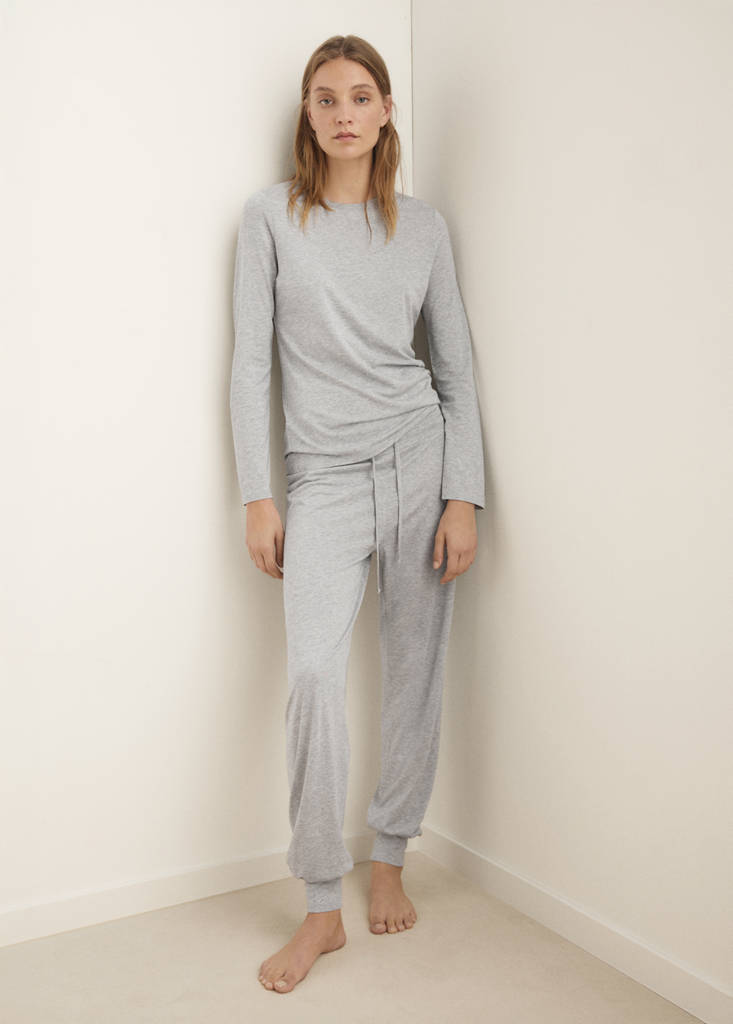 Lyocell cotton pyjama t-shirt — Light/Pastel Grey