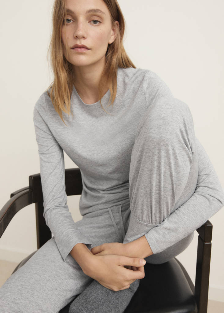 Lyocell cotton pyjama t-shirt — Light/Pastel Grey