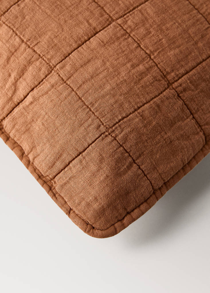 Kinderbett-Kissenbezug aus Leinen und Baumwolle garment-dyed 40x40 cm — Mittelbraun