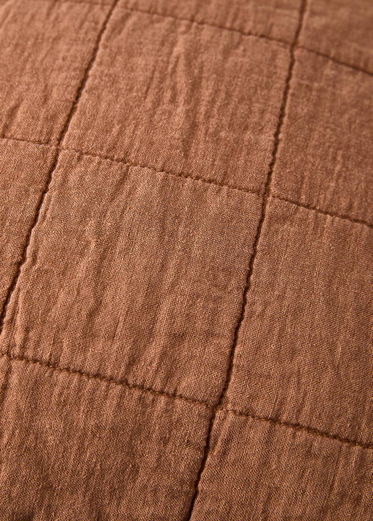 Kinderbett-Kissenbezug aus Leinen und Baumwolle garment-dyed 40x40 cm — Mittelbraun
