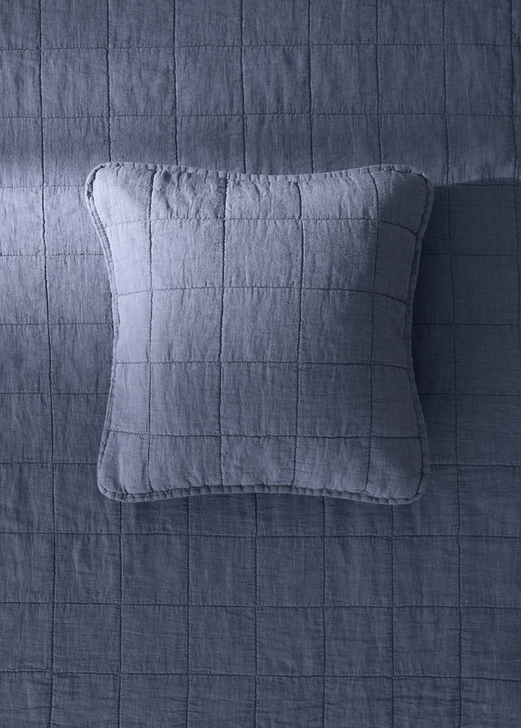 Kinderbett-Kissenbezug aus Leinen und Baumwolle garment-dyed 40x40 cm — Blau