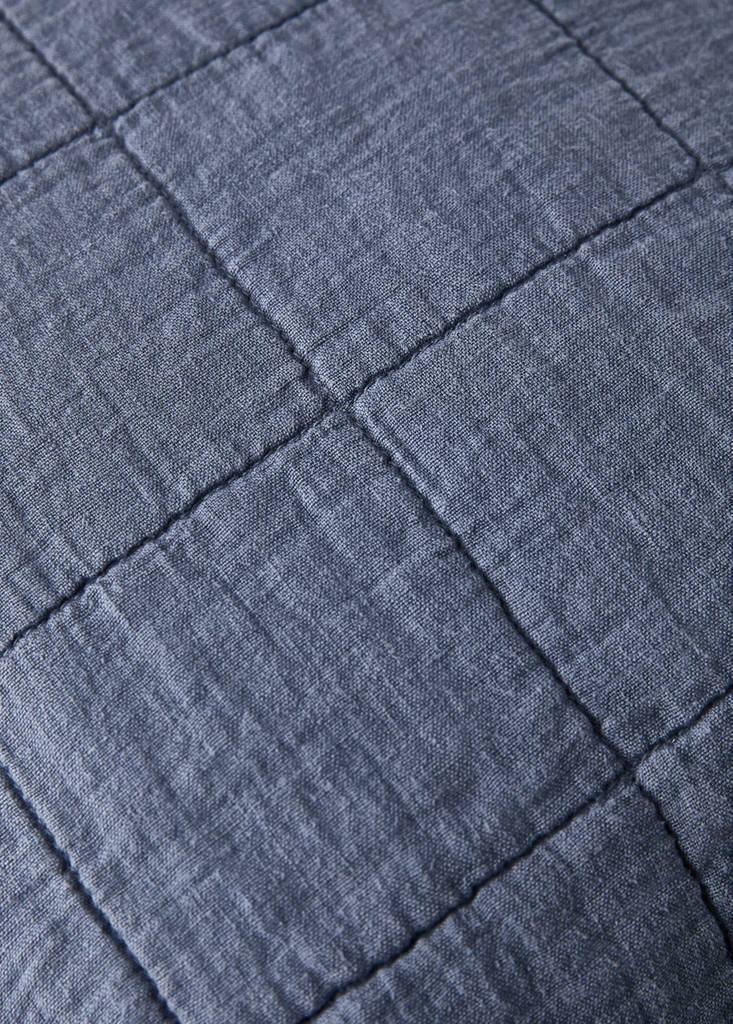 Kinderbett-Kissenbezug aus Leinen und Baumwolle garment-dyed 40x40 cm — Blau