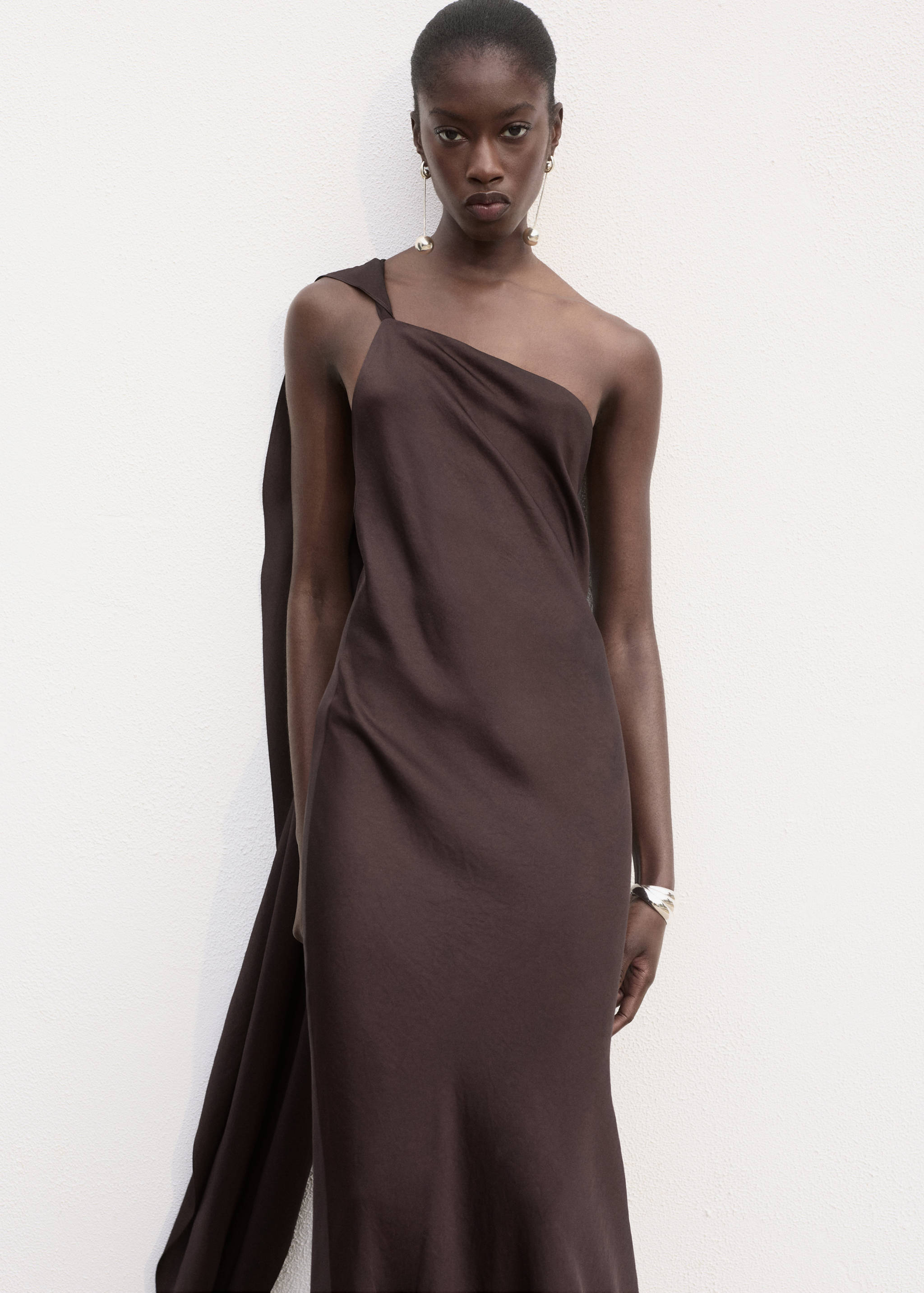 Asymmetrical satin dress - Medium plane