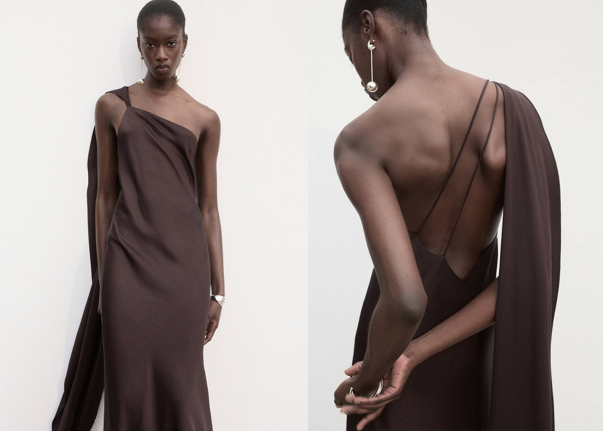 Asymmetrical satin dress - Panoramic plane