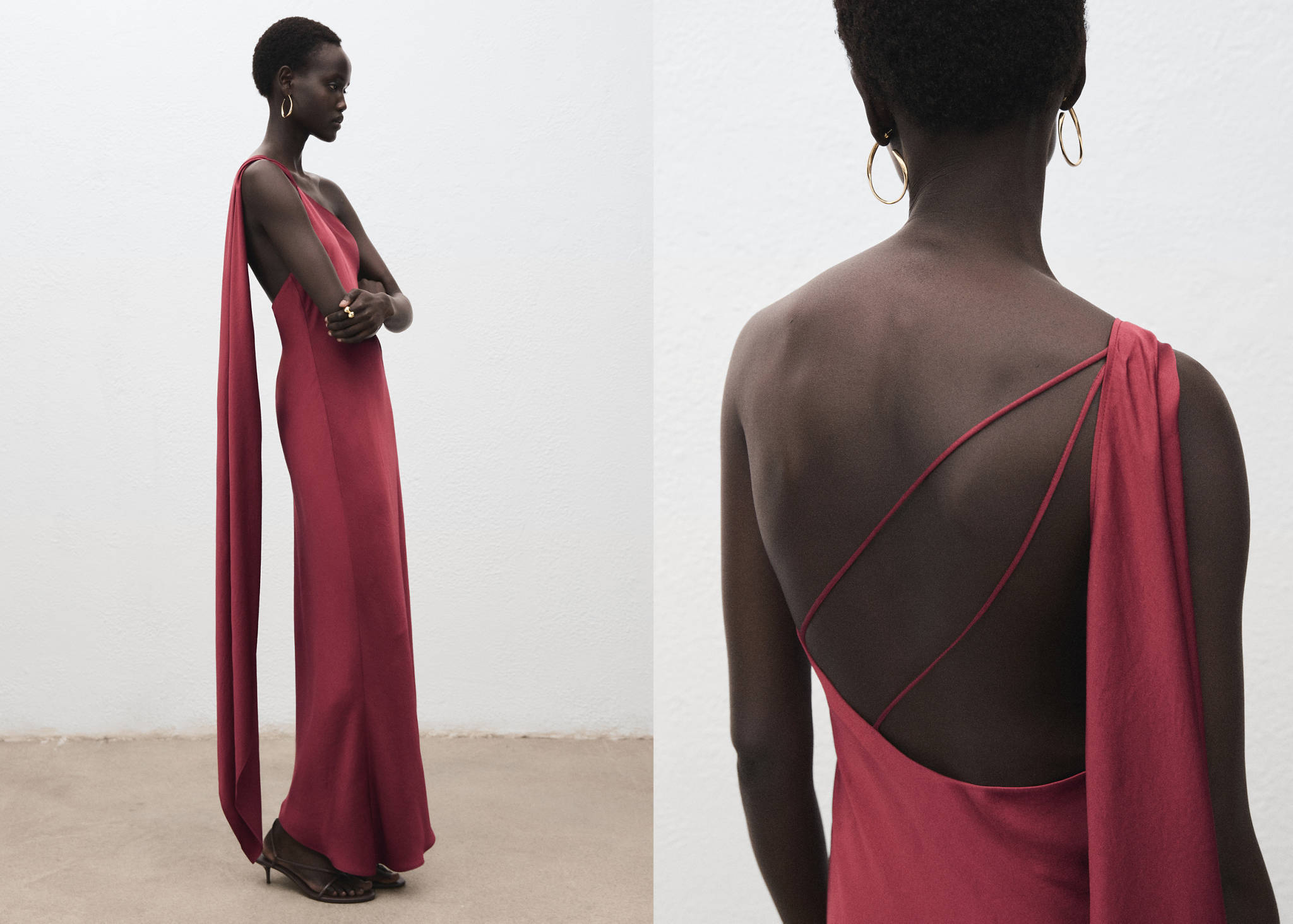 Asymmetrical satin dress - Panoramic plane