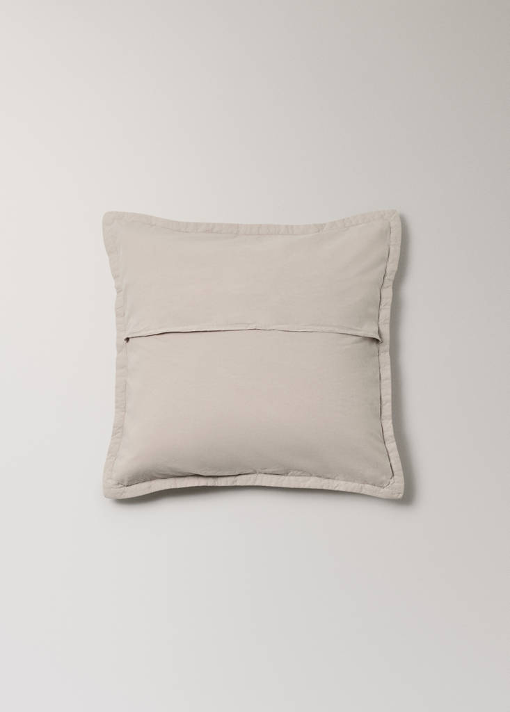 Kissenbezug Bett gewaschenes Leinen große Karos 50x50 cm — Sandfarben