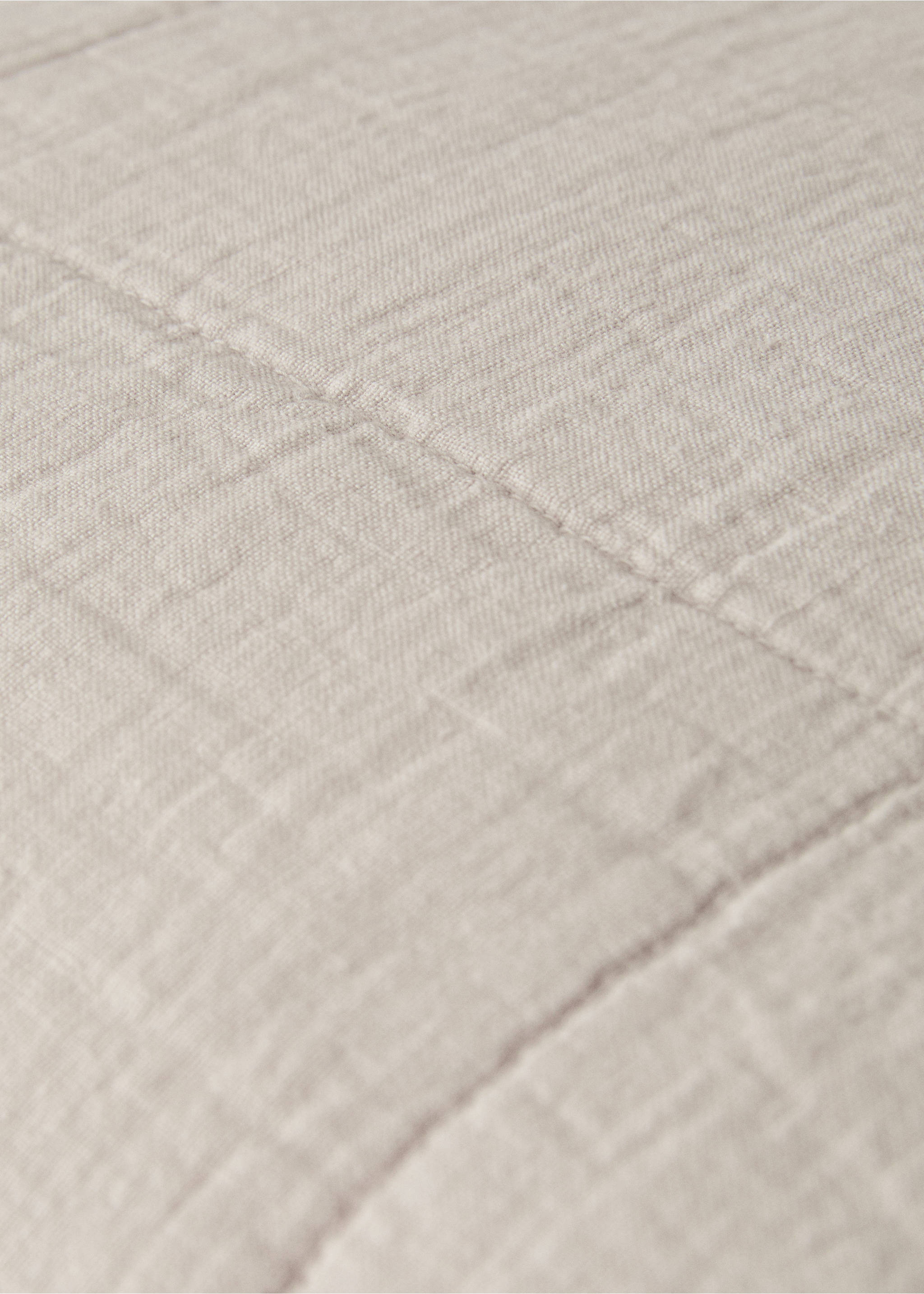 Povlak na polštář na postel z praného lnu s velkými kostkami 50x50 cm - Detail zboží 4, Písková. Ref: 17071560-00.