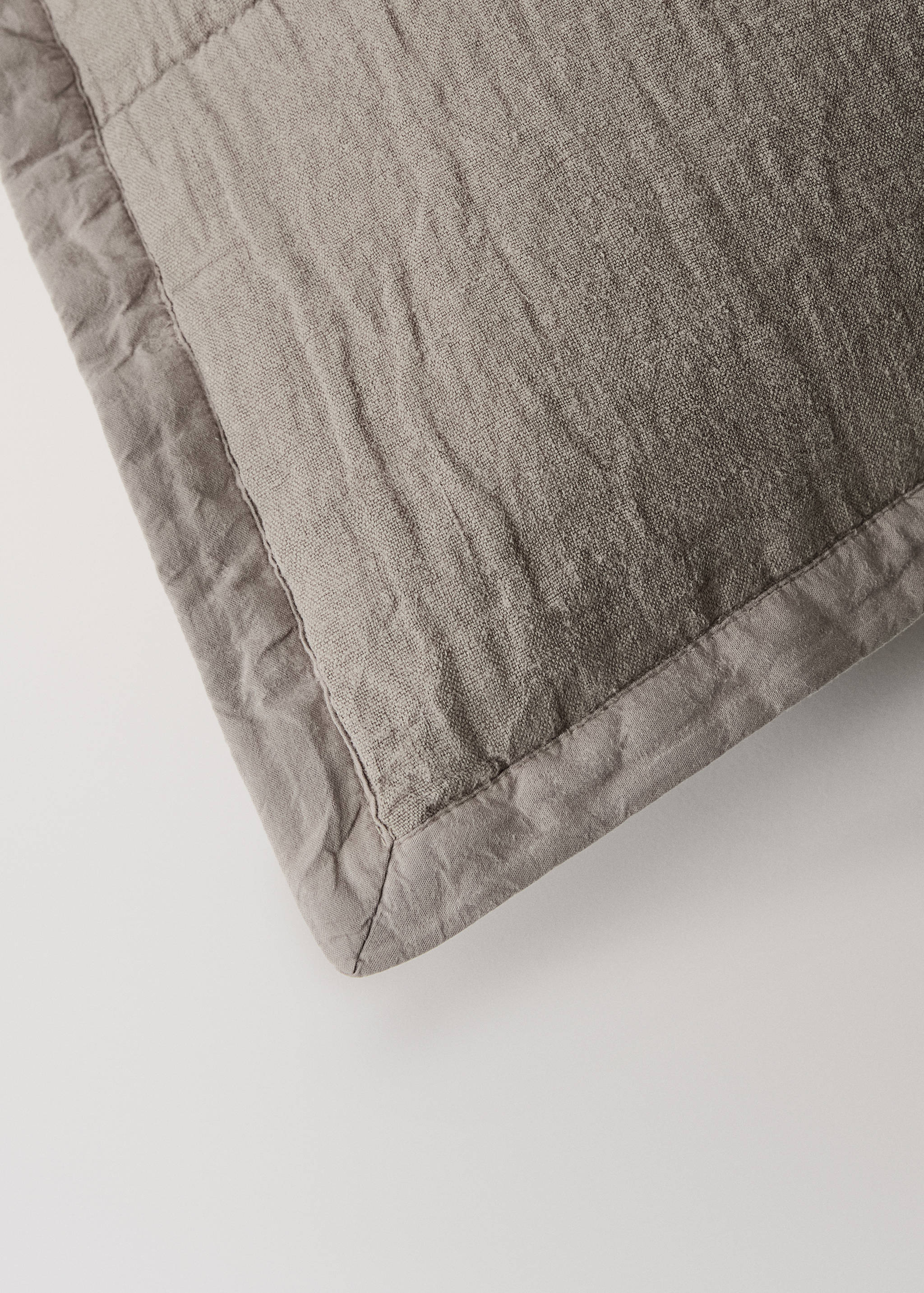 Washed linen large check cushion cover 50x50 cm - Details of the article 2