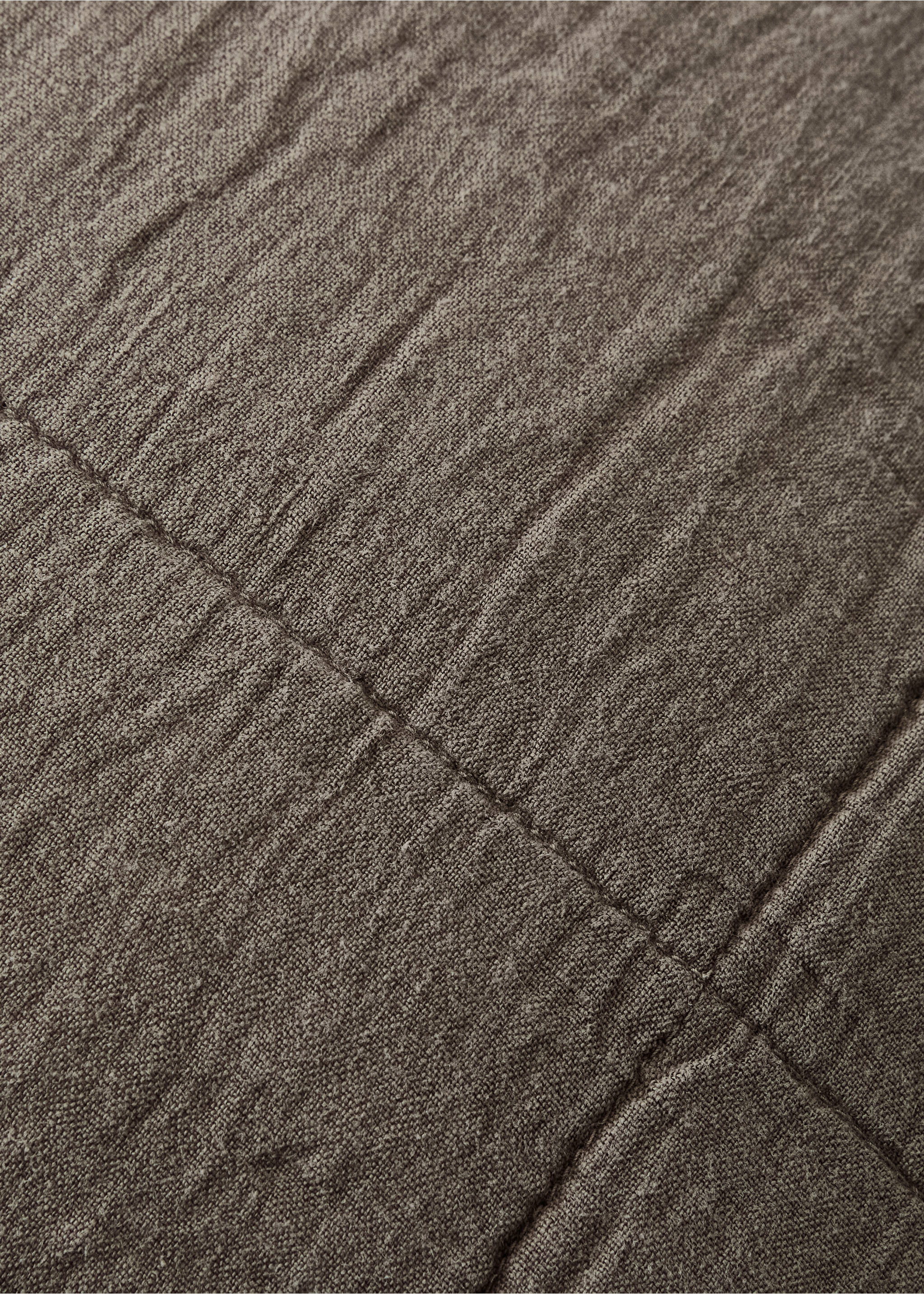 Washed linen large check cushion cover 50x50 cm - Details of the article 3, Medium Brown. Ref: 17071560-00.