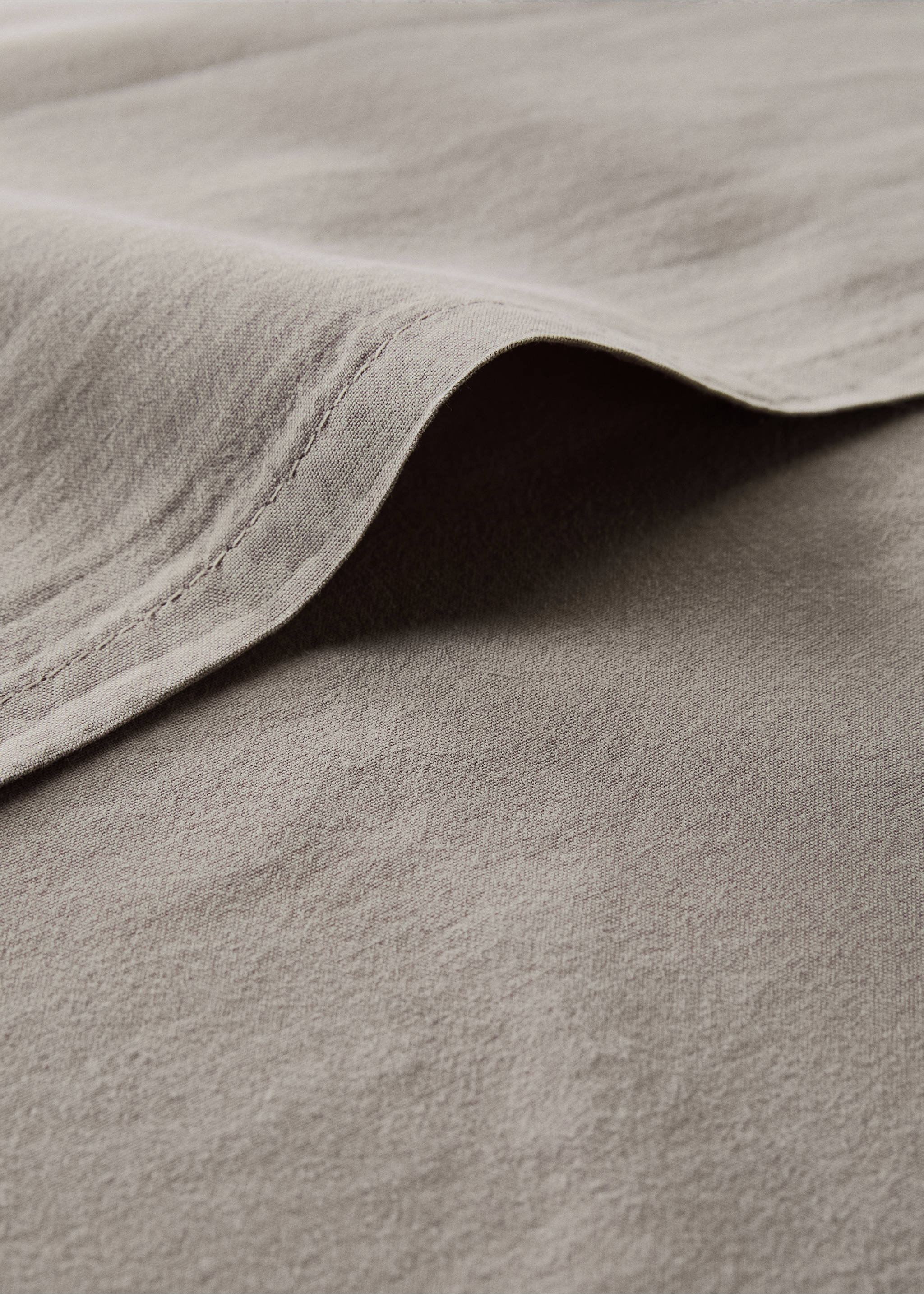 Washed linen large check cushion cover 50x50 cm - Details of the article 4, Medium Brown. Ref: 17071560-00.