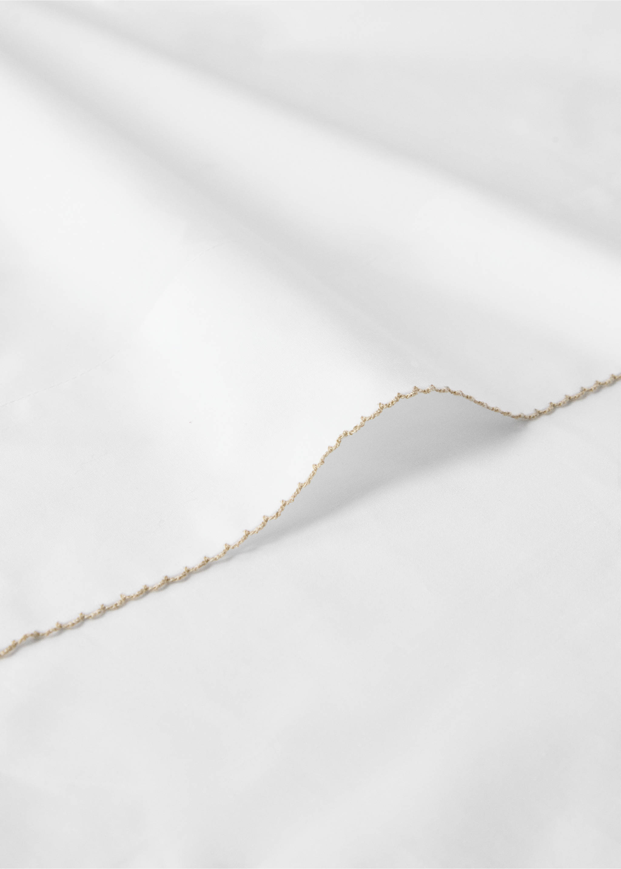 Cotton percale top sheet with picueta detail for cot - Details of the article 1, White. Ref: 17071562-00.