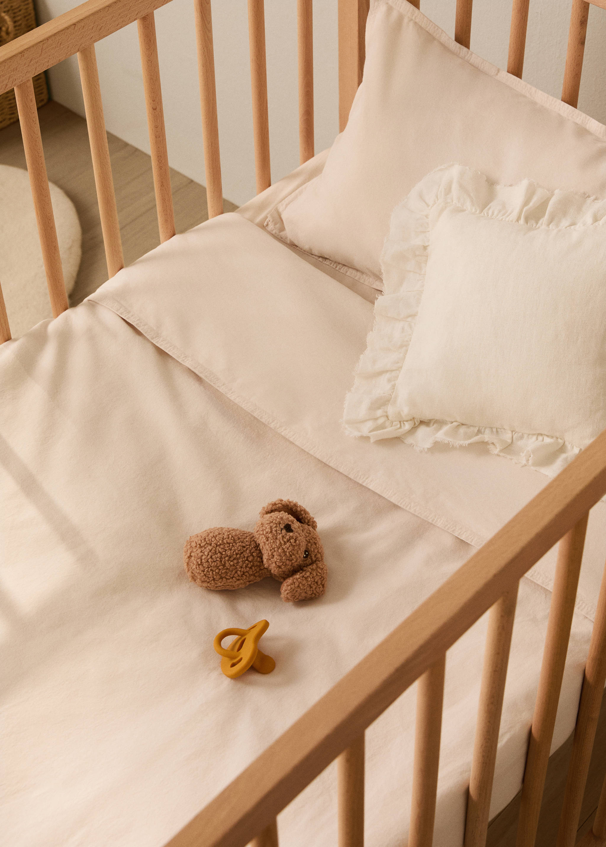 Children’s washed cotton double-stitched duvet cover for cot - General plane