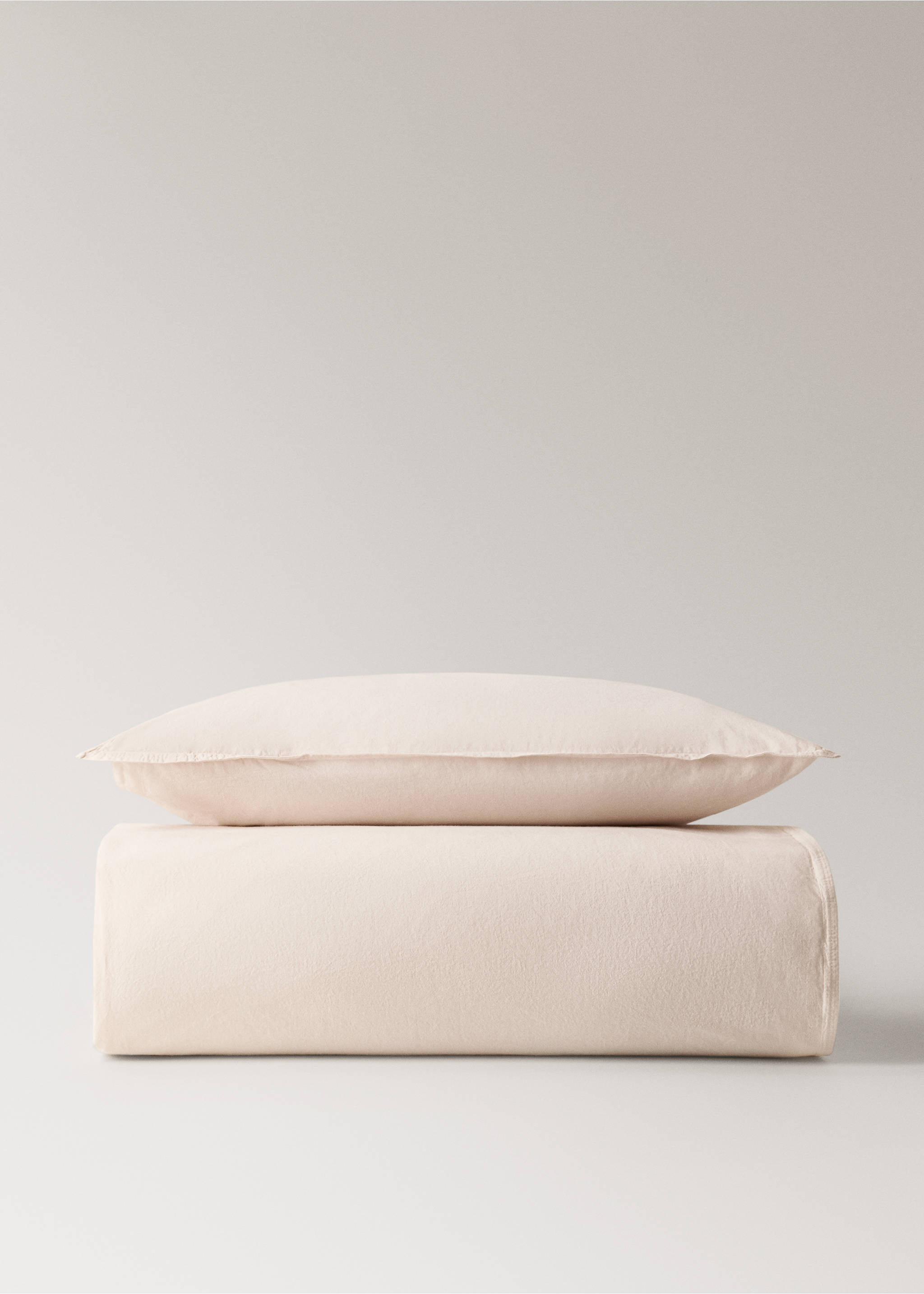 Children’s washed cotton double-stitched duvet cover for cot - Article without model, Ecru. Ref: 17071564-00.