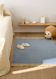 Alfombra infantil tejido mezcla lana y yute — Azul 1