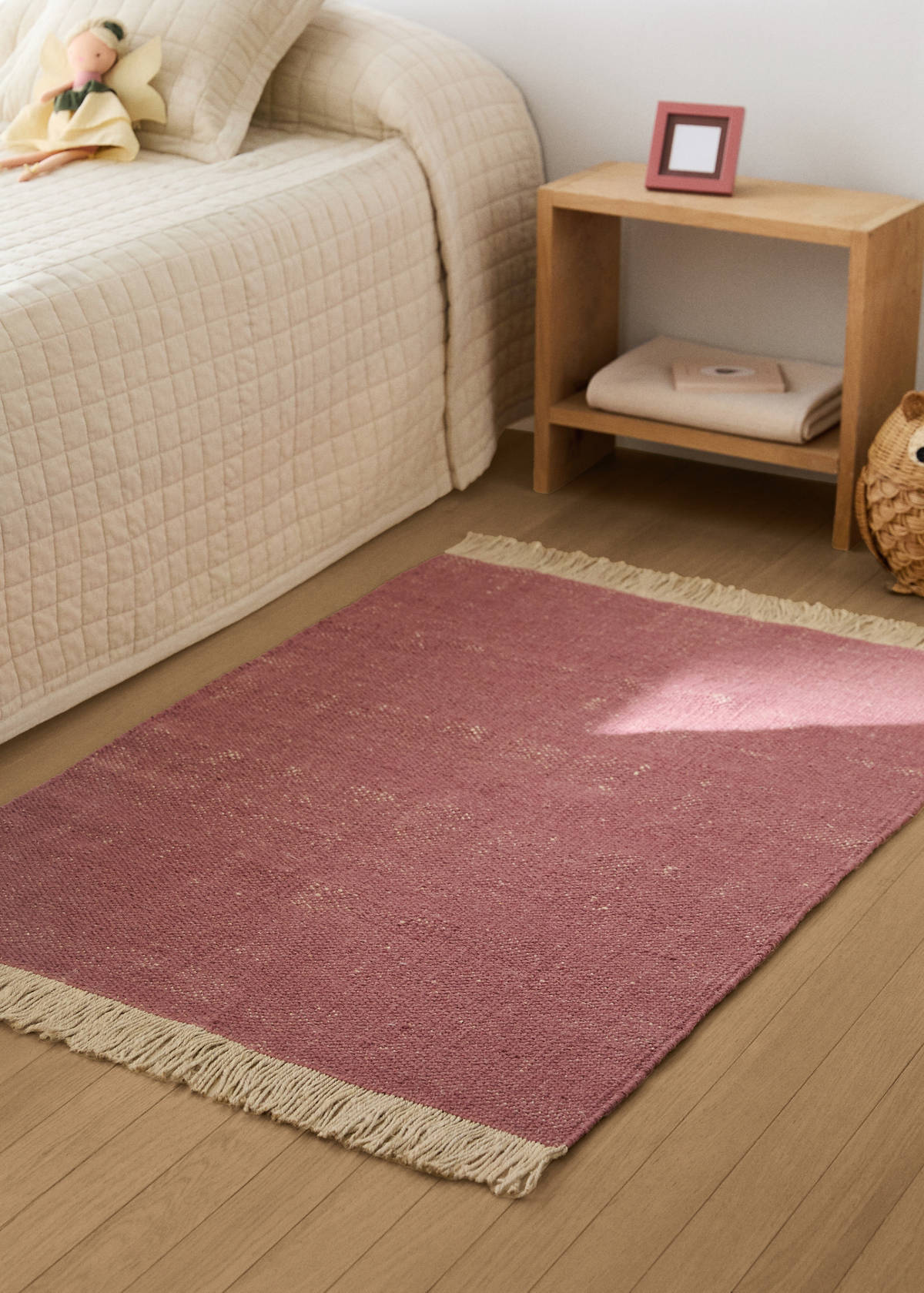 Alfombra infantil tejido mezcla lana y yute — Rosa