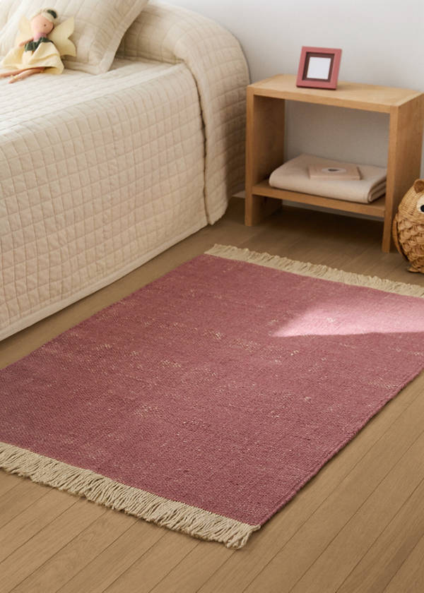 Alfombra infantil tejido mezcla lana y yute — Rosa