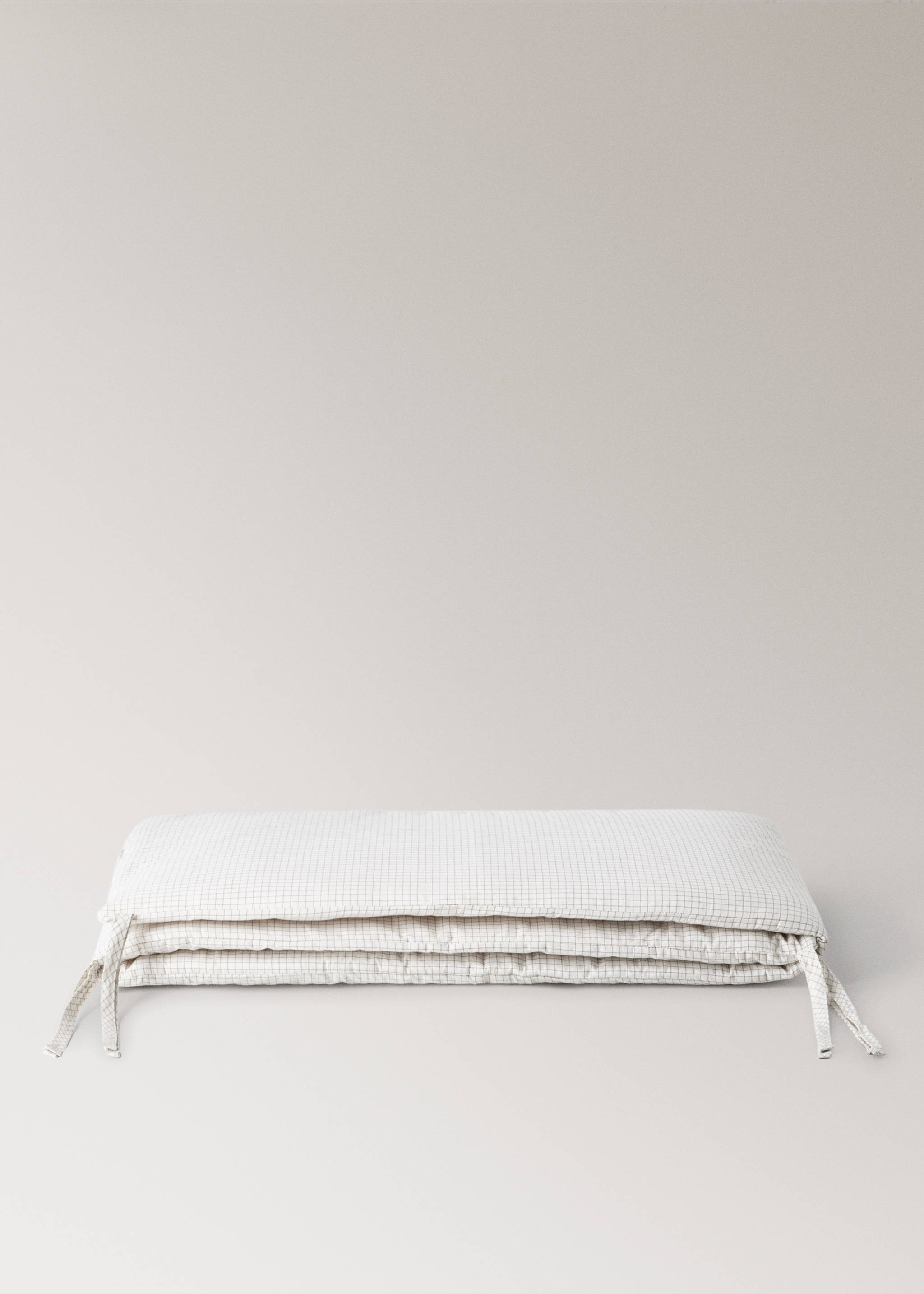 Cotton yarn-dyed protector with mini-check pattern for cot - Article without model, Medium Brown. Ref: 17071572-00.