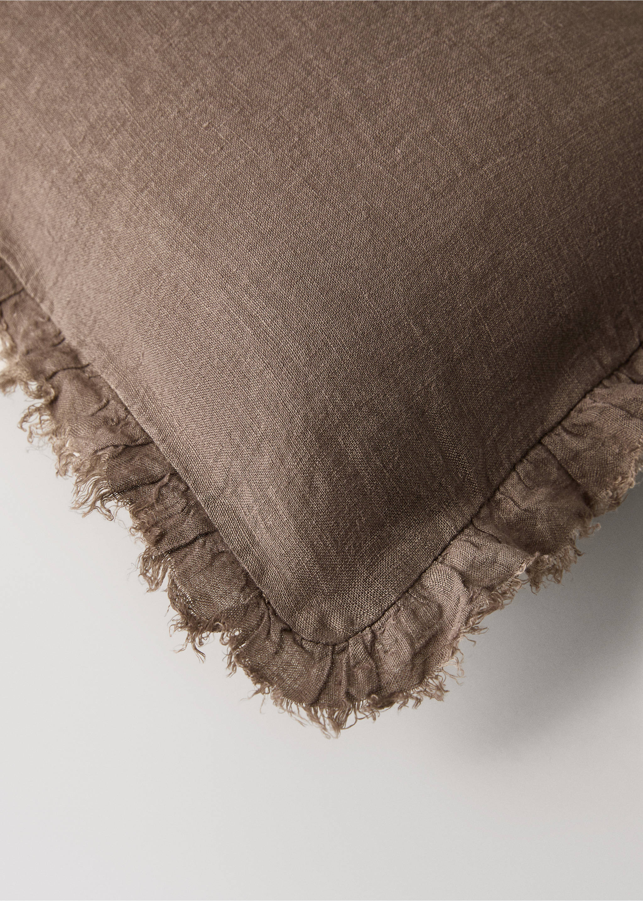 Kinderkissenbezug aus Leinen mit Volant 30x40 cm - Detail des Artikels 2, Schokolade. Ref: 17071579-00.