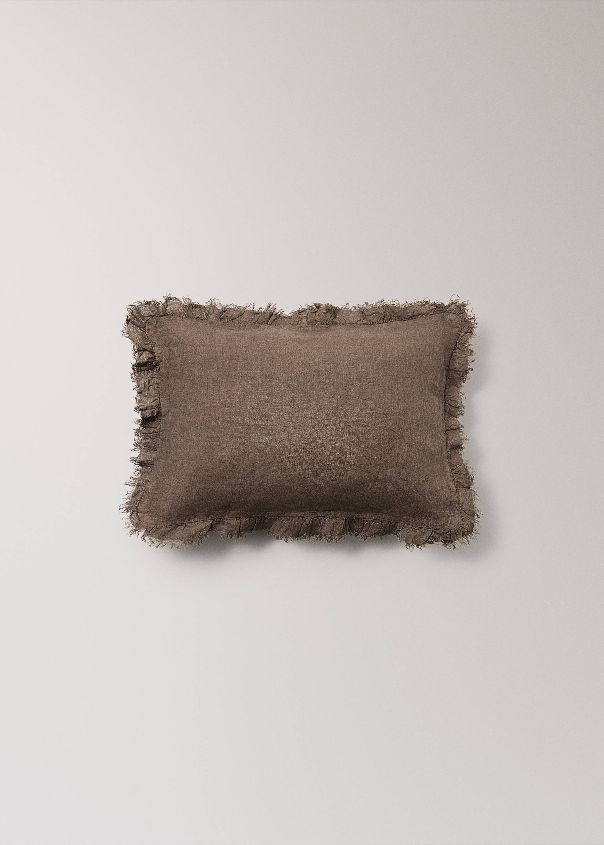 Children's cushion cover with linen flounce 30x40 cm - Article without model, Chocolate. Ref: 17071579-00.