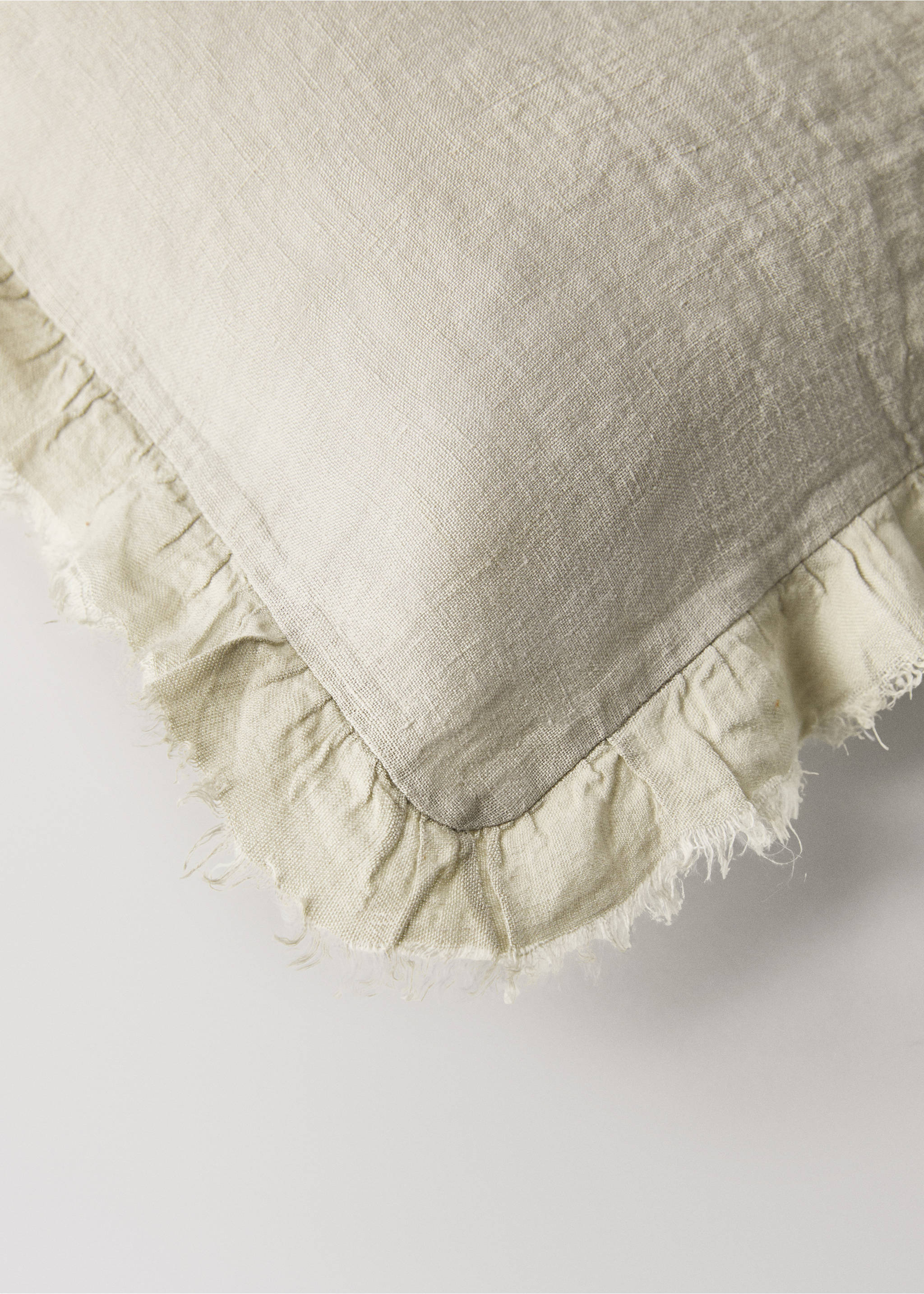 Capa de almofada decorativa de criança de linho com folho 30x40 cm - Pormenor do artigo 2, Cinzento-claro. Ref: 17071579-00.