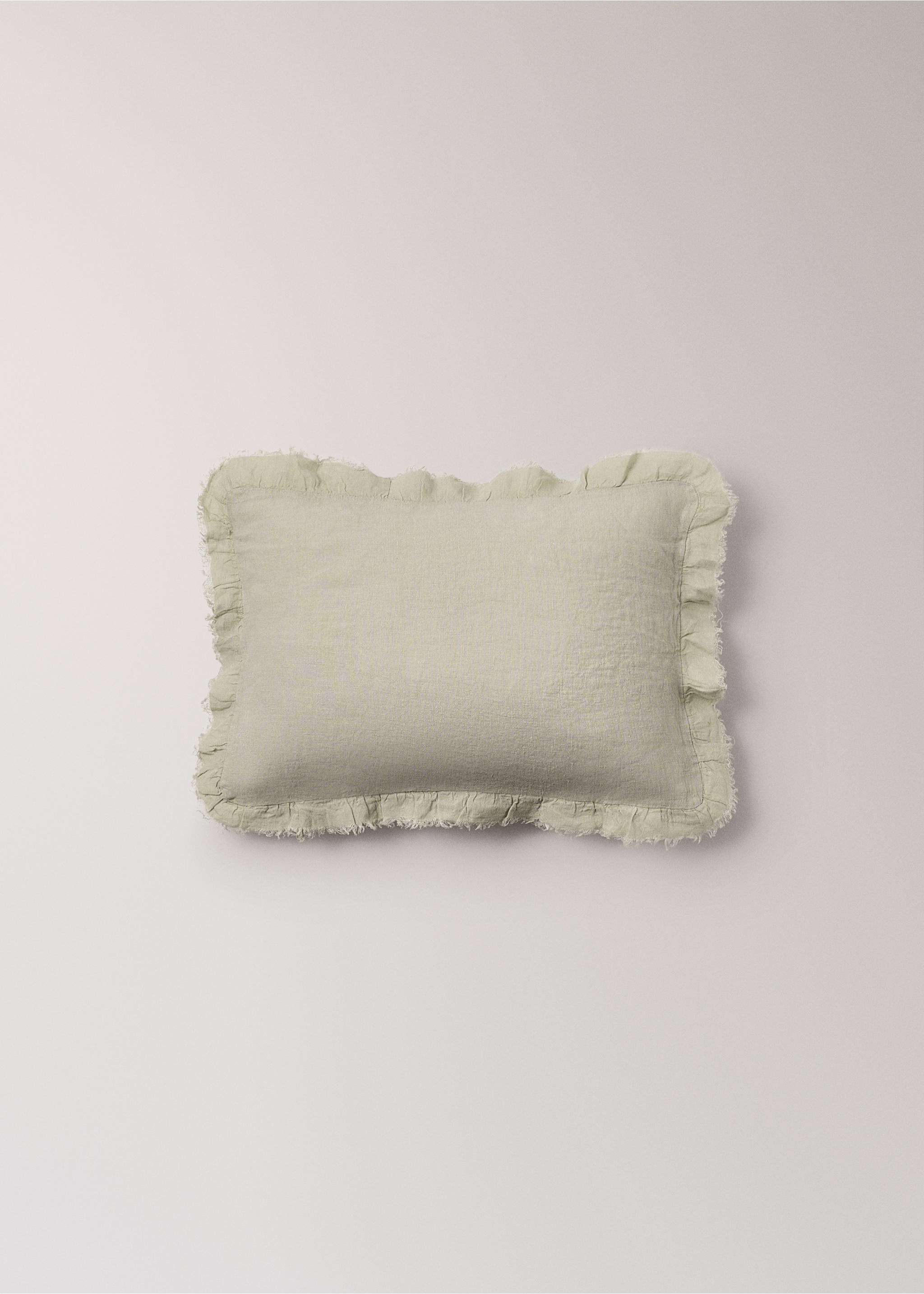 Children's cushion cover with linen flounce 30x40 cm - Article without model, Light/Pastel Grey. Ref: 17071579-00.