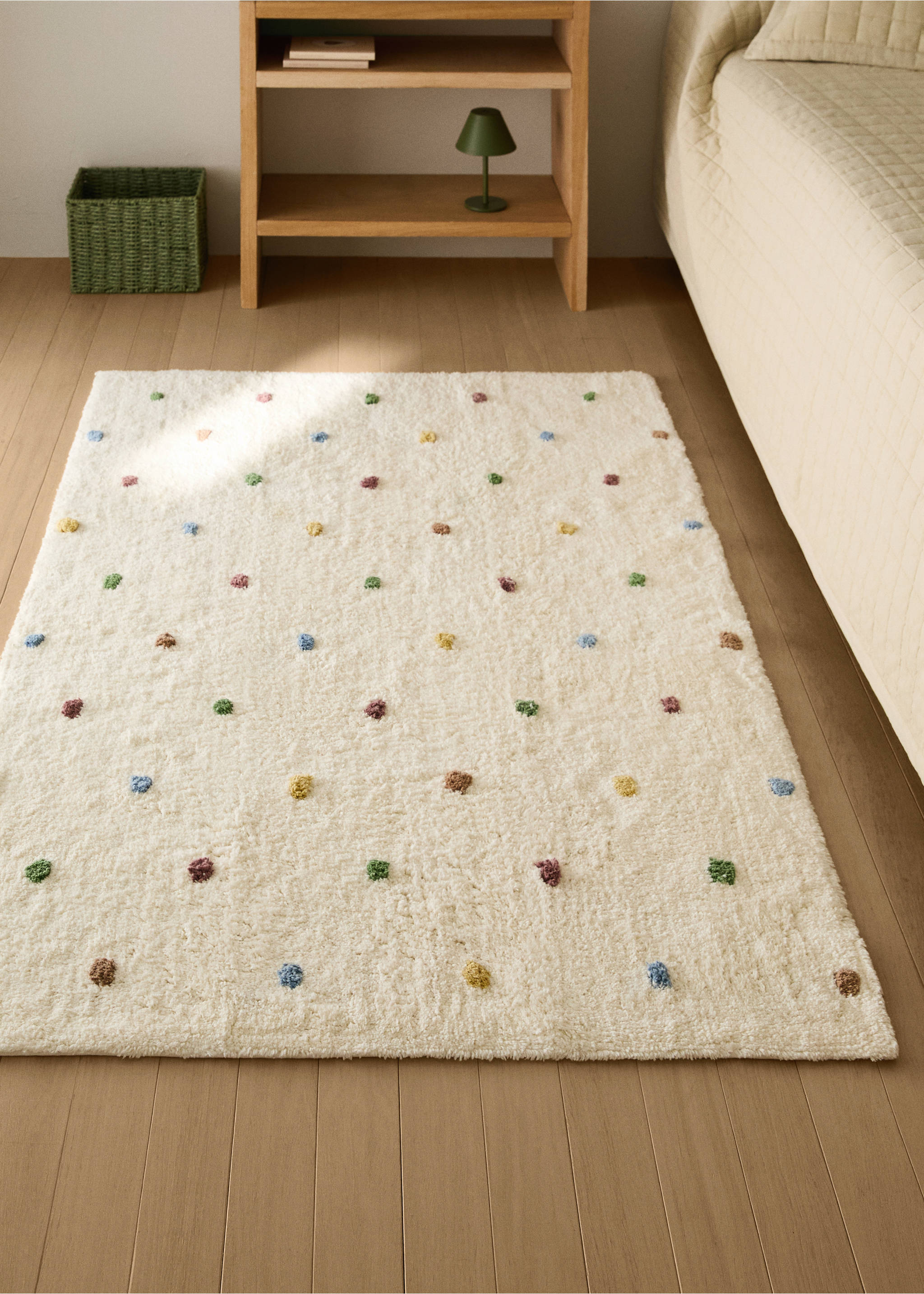 100% cotton polka-dot rug - General plane, Off White. Ref: 17071589-00.