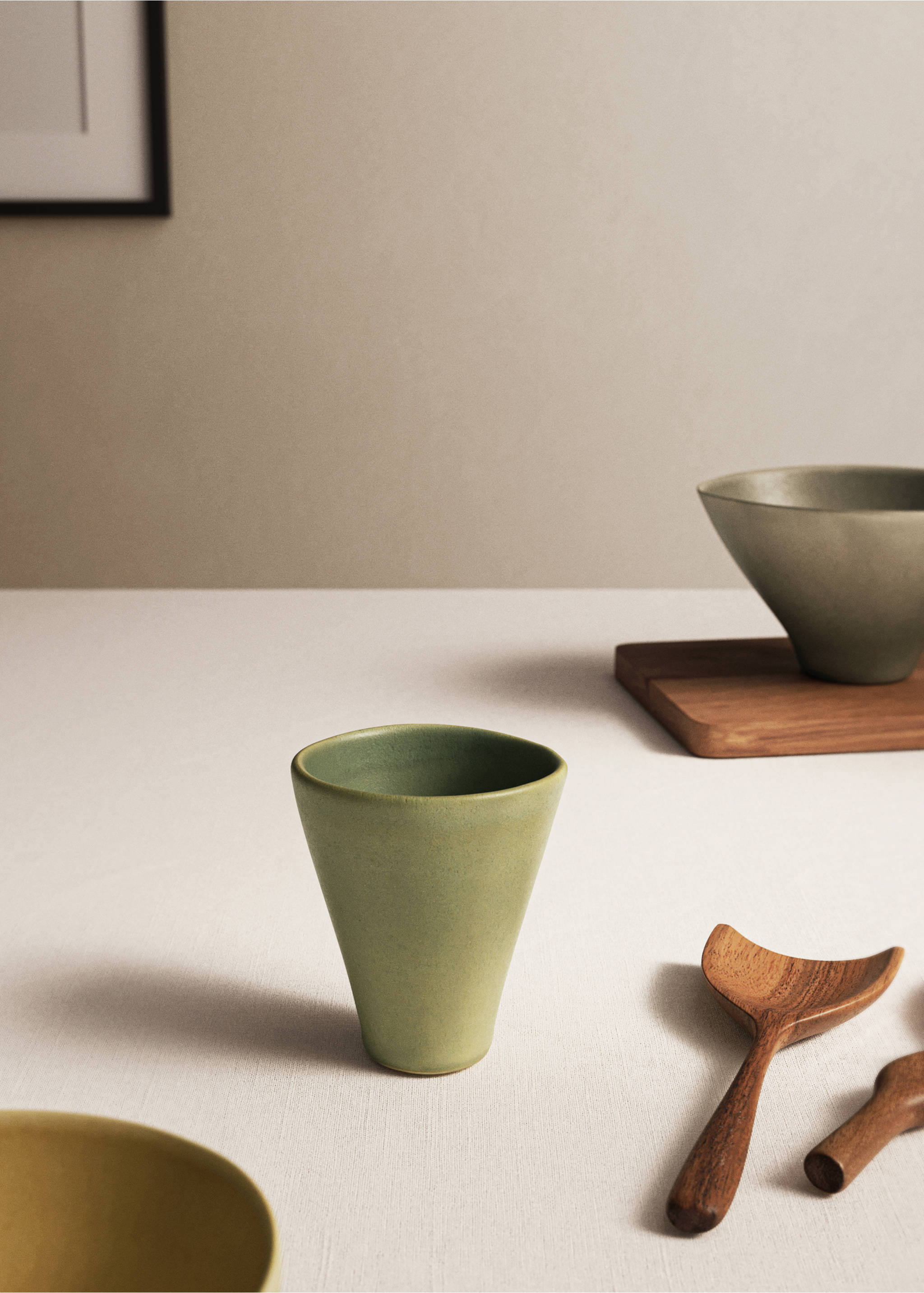 Organic stoneware espresso coffee mug - General plane, Green. Ref: 17072038-00.