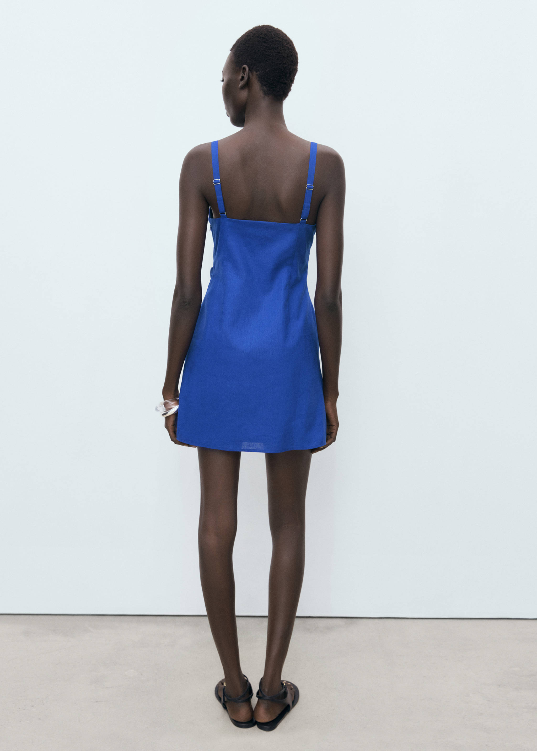 Φόρεμα λινό ντραπέ - Πίσω όψη προϊόντος