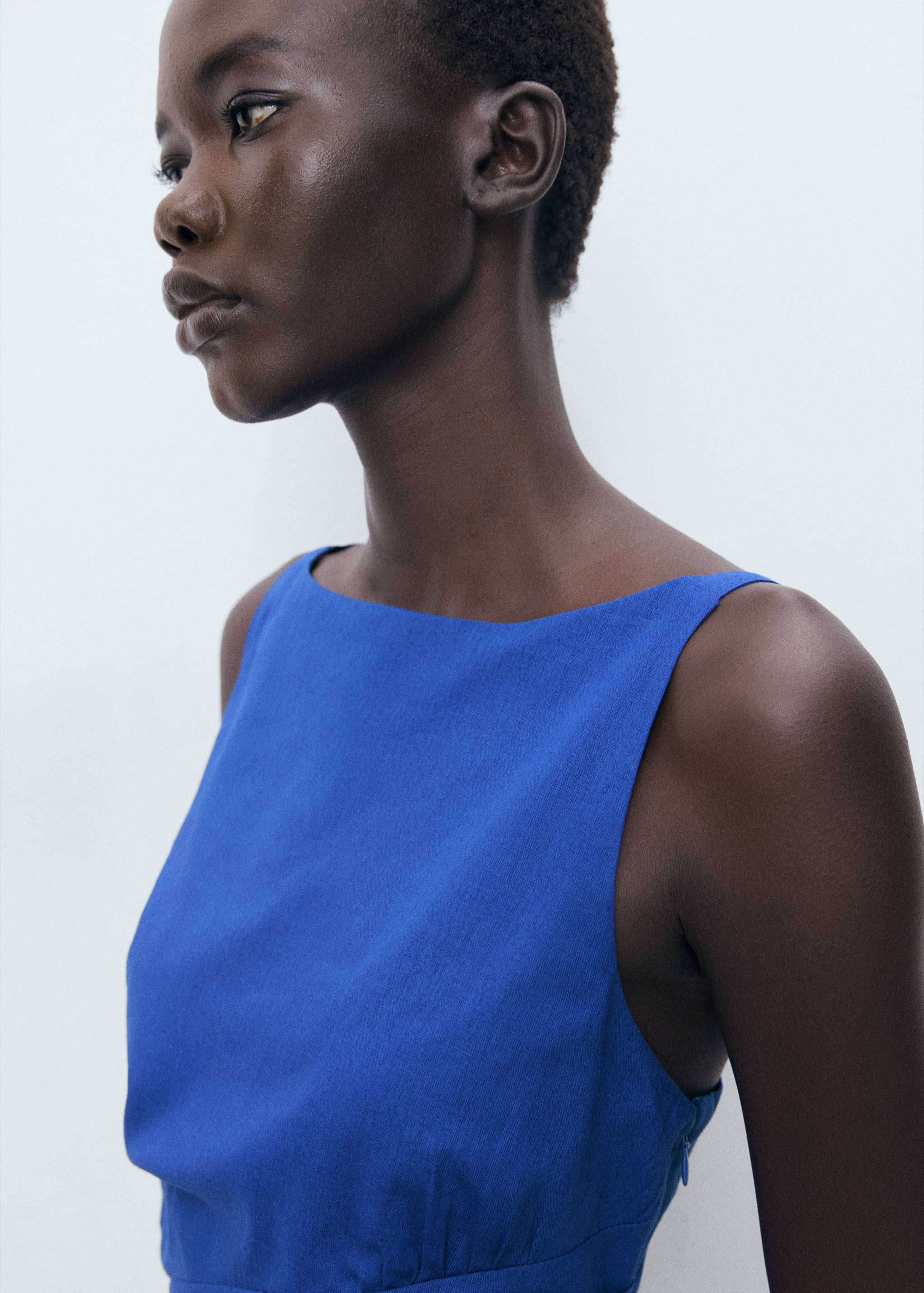 Φόρεμα λινό ντραπέ - Λεπτομέρεια του προϊόντος 1