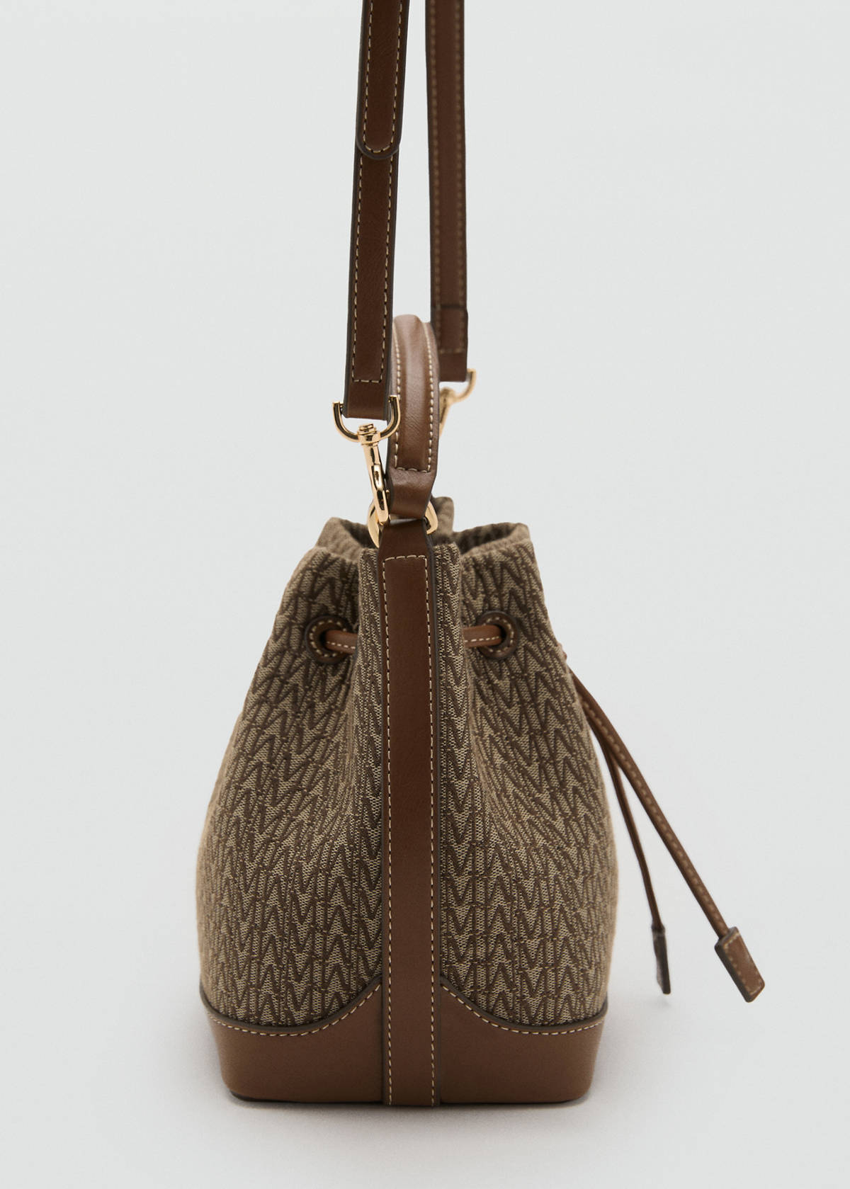 Jacquard bucket bag with logo — Chocolate