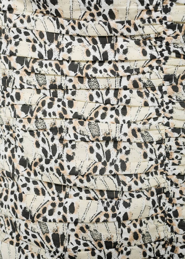 Printed ruched dress — Ecru