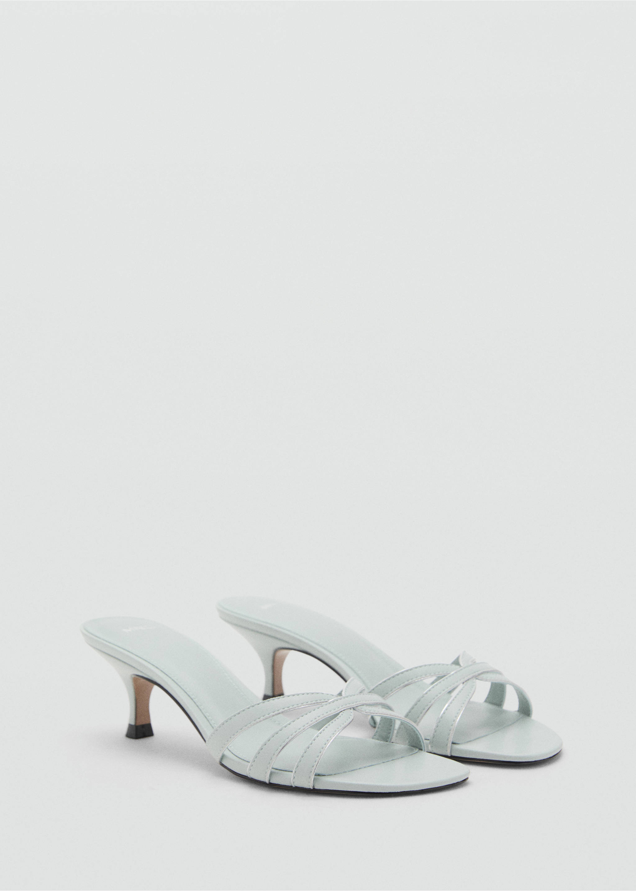 Kitten heel sandals with straps - Medium plane, Sky Blue. Ref: 17072546-00.