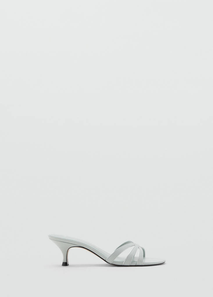 MANGO - Sandales lanières talon kitten heel bleu ciel - 39