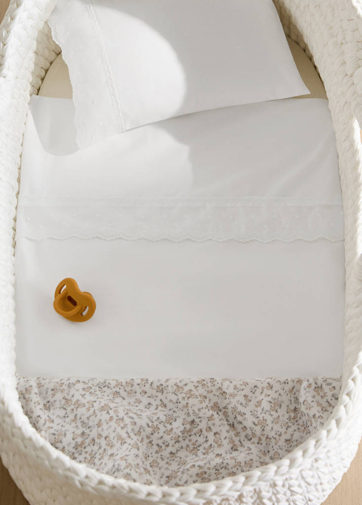 Encimera y almohada mini cuna volante bordado