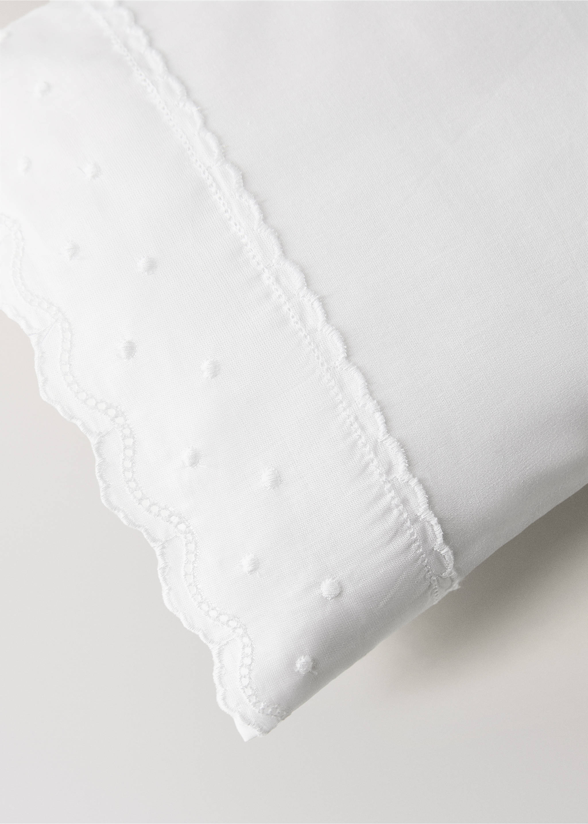 Embroidered frilly pillow and top sheet for mini-cot - Details of the article 4, White. Ref: 17072548-00.