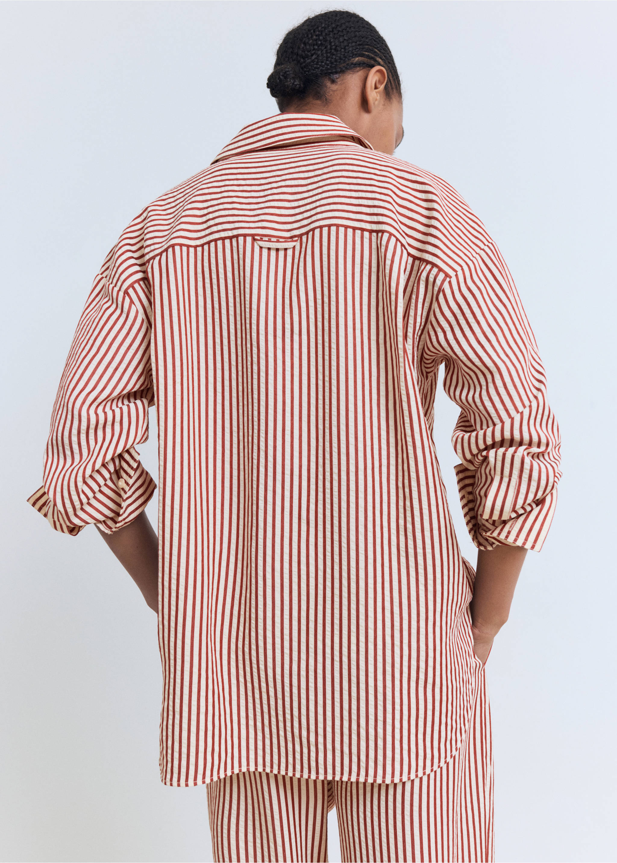 Striped straight shirt - Reverse of the article, Burnt Orange. Ref: 17072549-00.
