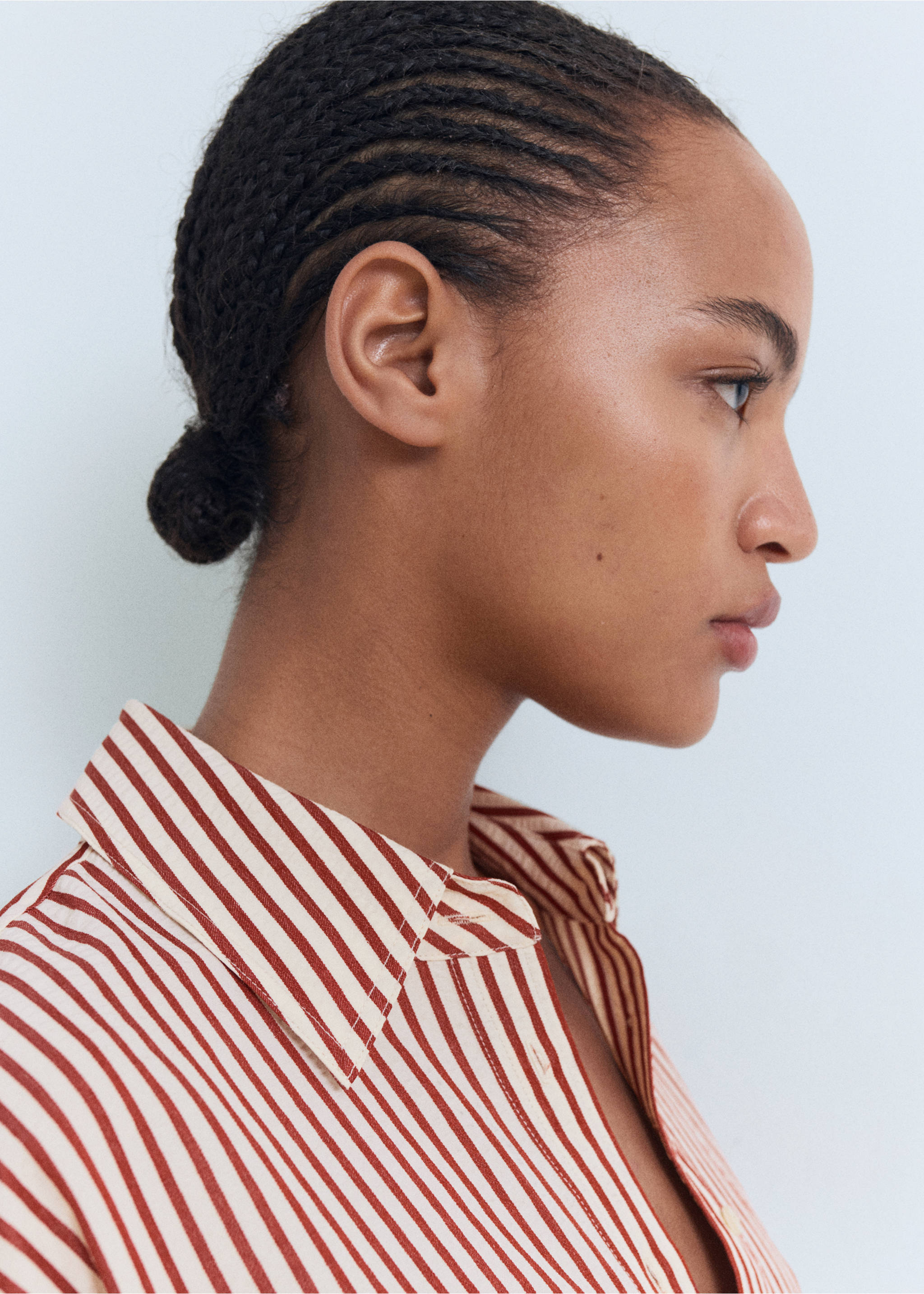 Striped straight shirt - Details of the article 1, Burnt Orange. Ref: 17072549-00.