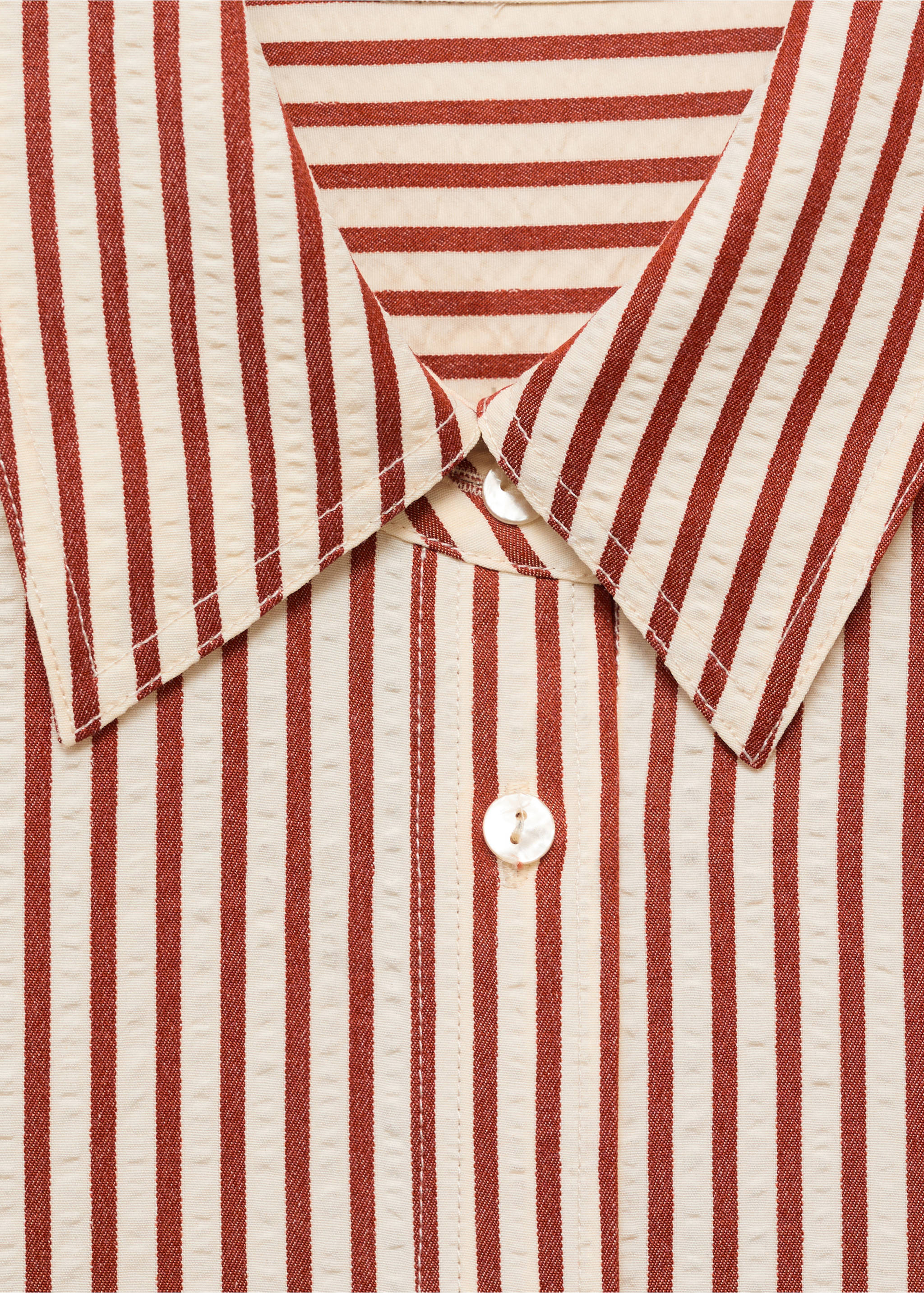 Striped straight shirt - Details of the article 8, Burnt Orange. Ref: 17072549-00.